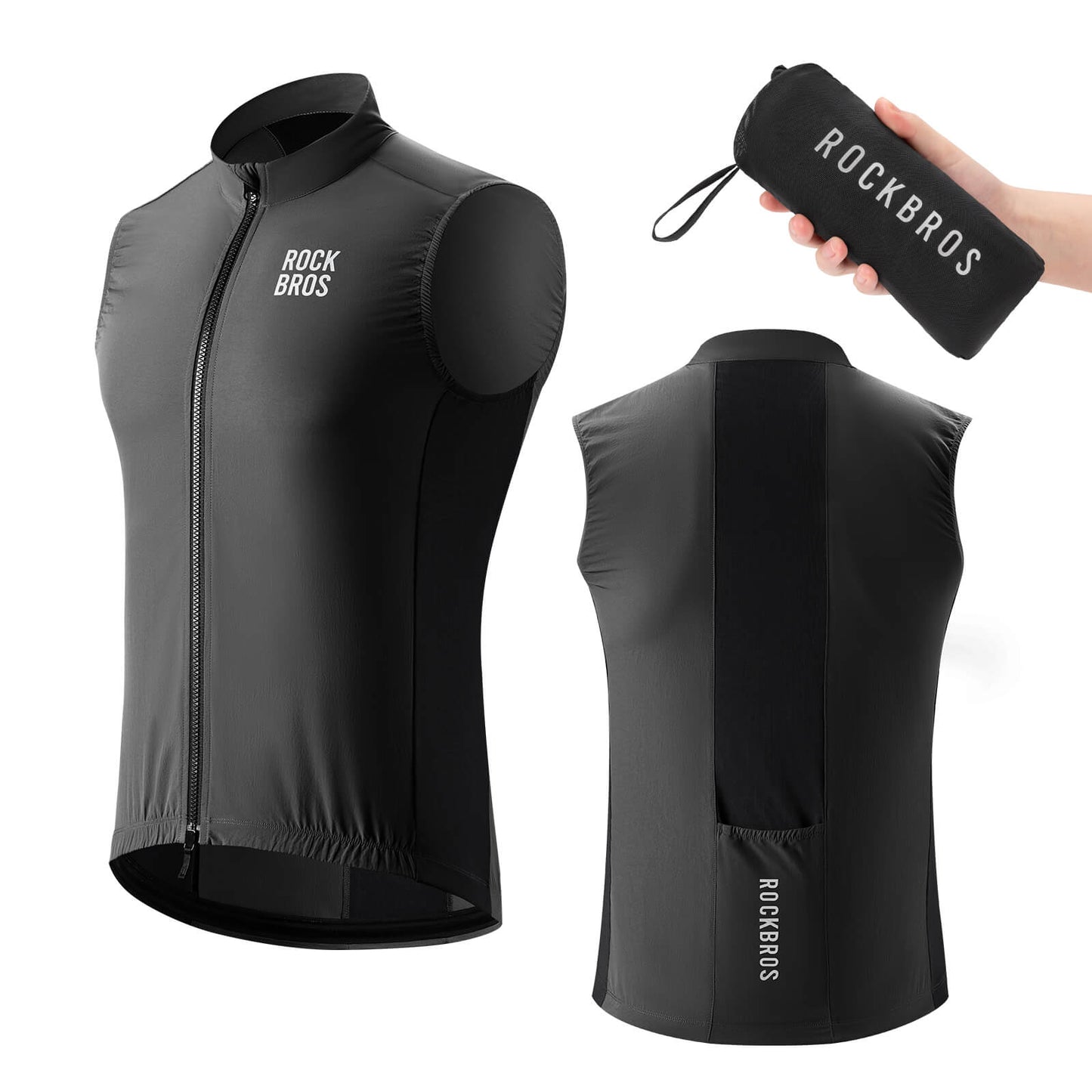 Sleeveless cycling vest, cycling jacket, packable, breathable