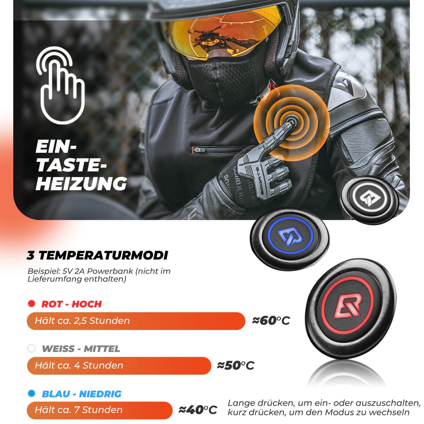 ROCKBROS Heated Balaclava Winter Warm Face Mask Windproof