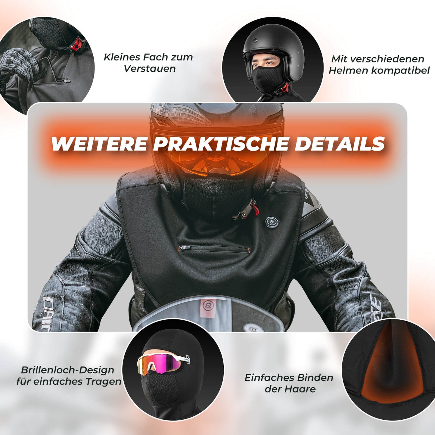 ROCKBROS Heated Balaclava Winter Warm Face Mask Windproof