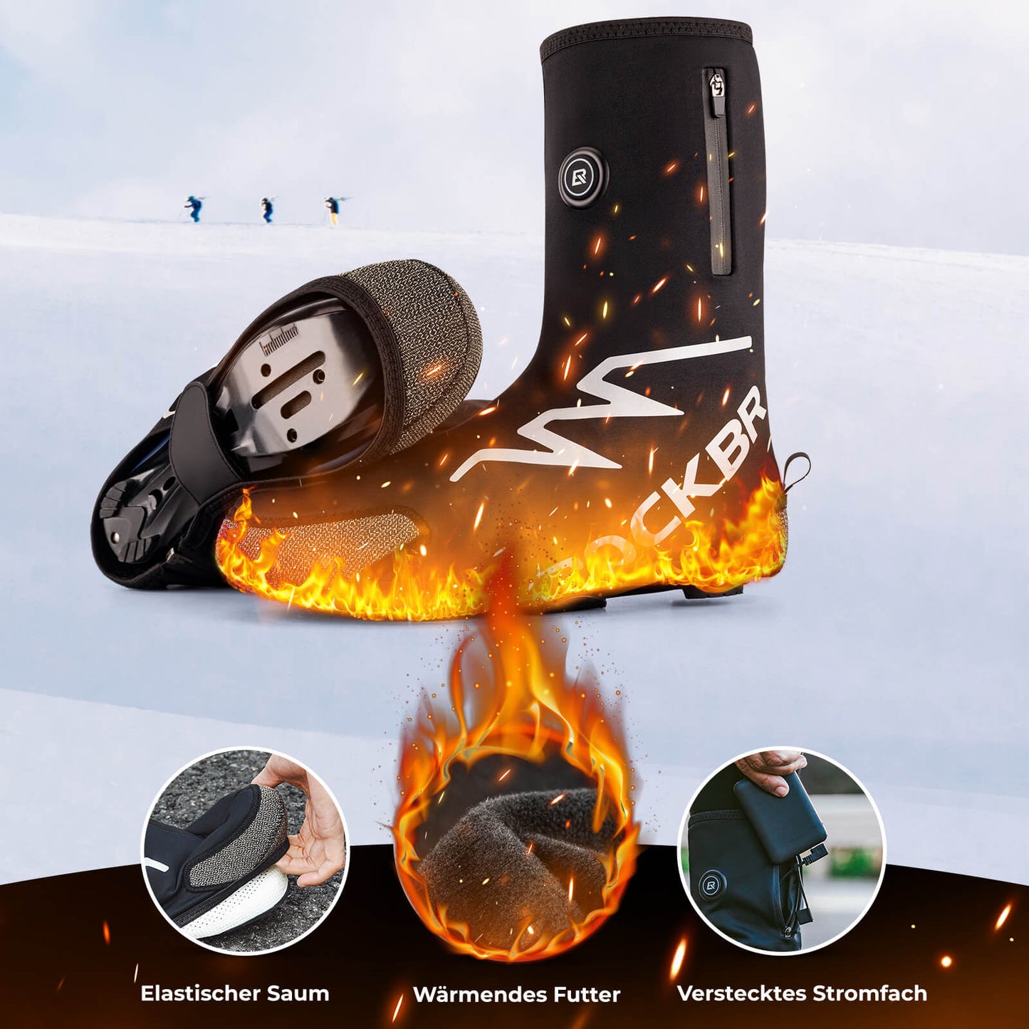 ROCKBROS Beheizte Überschuhe Winter Fahrrad Schuhüberzieher für Damen/Herren
