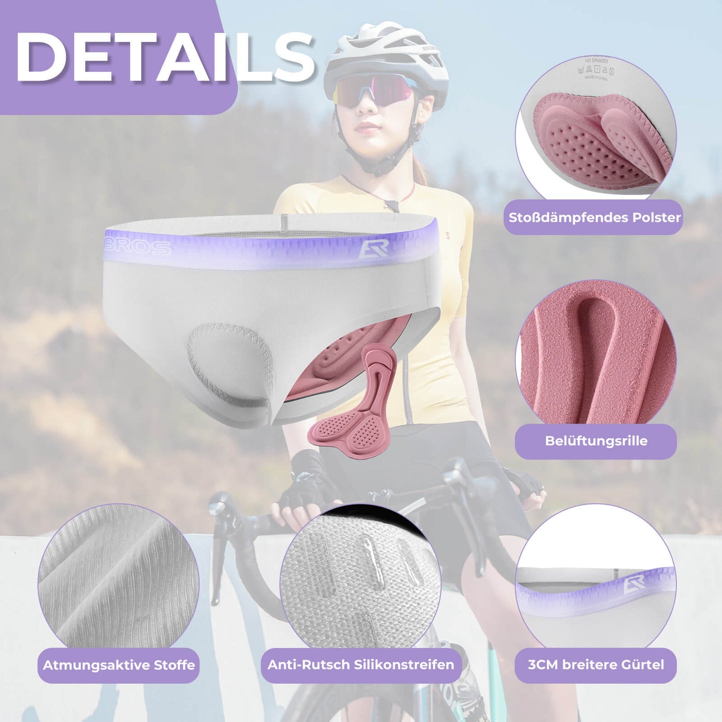 ROCKBROS Women's Cycling Underwear Breathable 4D Padded Cycling Shorts Elastic