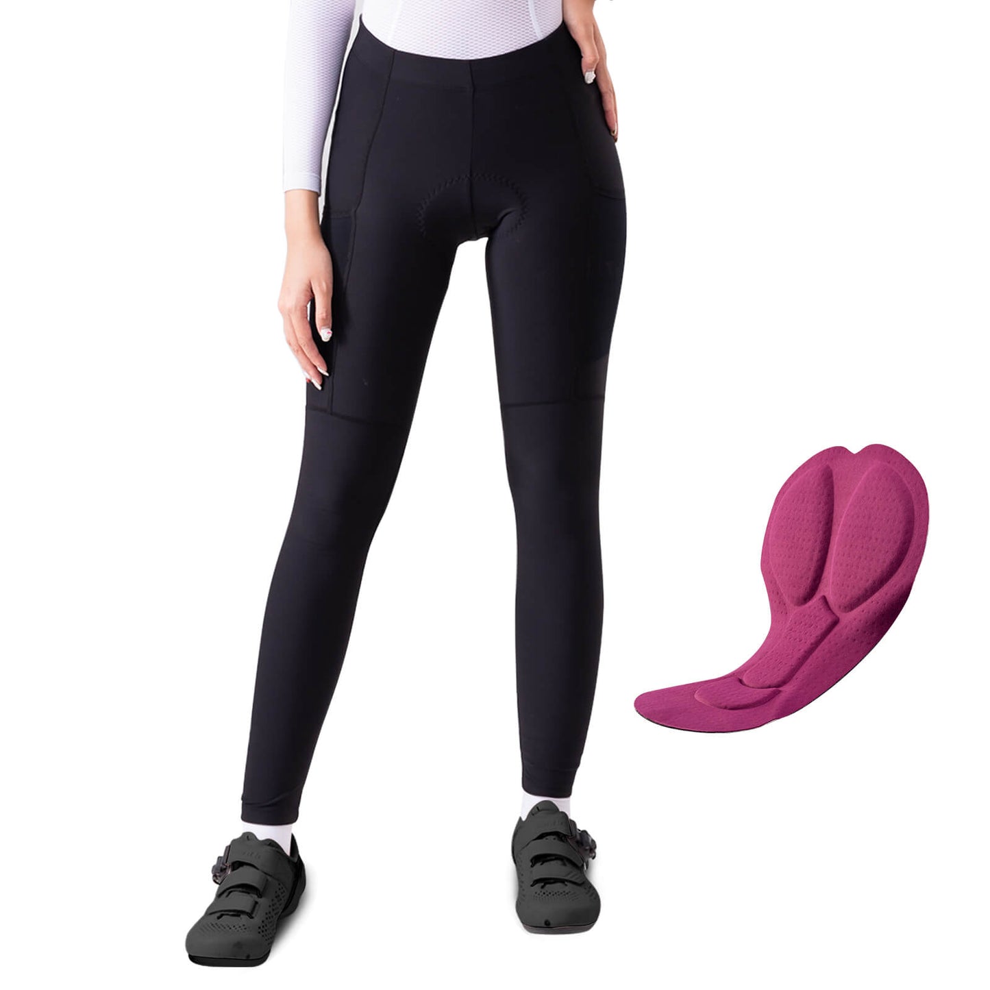 ROCKBROS vetrarhjólabuxur fyrir konur, langar, bólstraðar, teygjanlegar, öndunarvænar