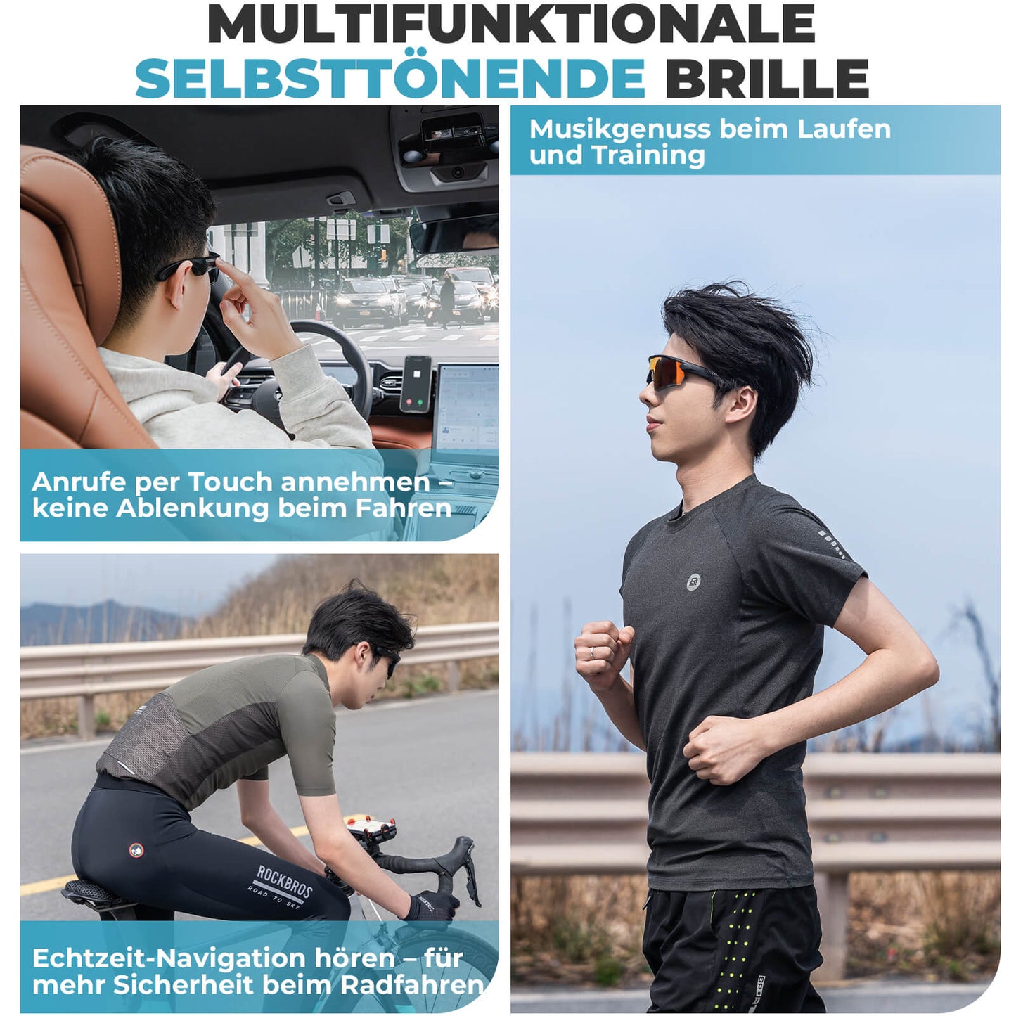 Rafræn gleraugu, snjallhjólagleraugu, ljóskrómuð/skautuð