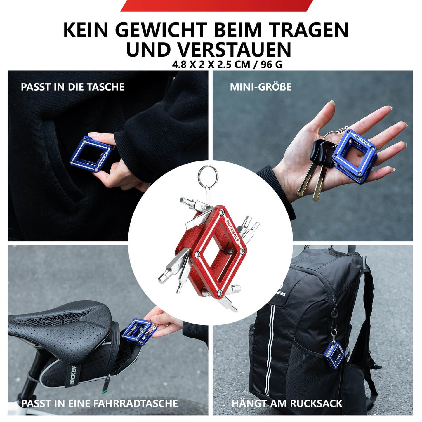 ROCKBROS Fahrrad 8 in 1 Reparatur-Werkzeug-Set Faltbares Reparaturset