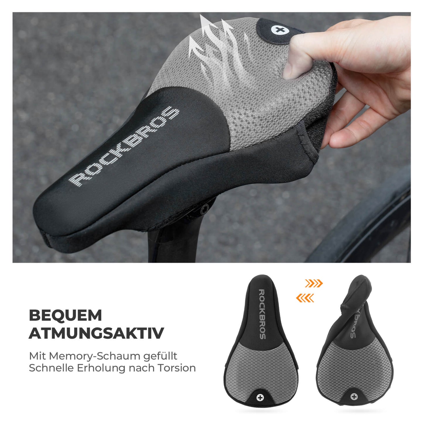 Uppblásanlegur hnakkhulstur fyrir hjól með áklæði