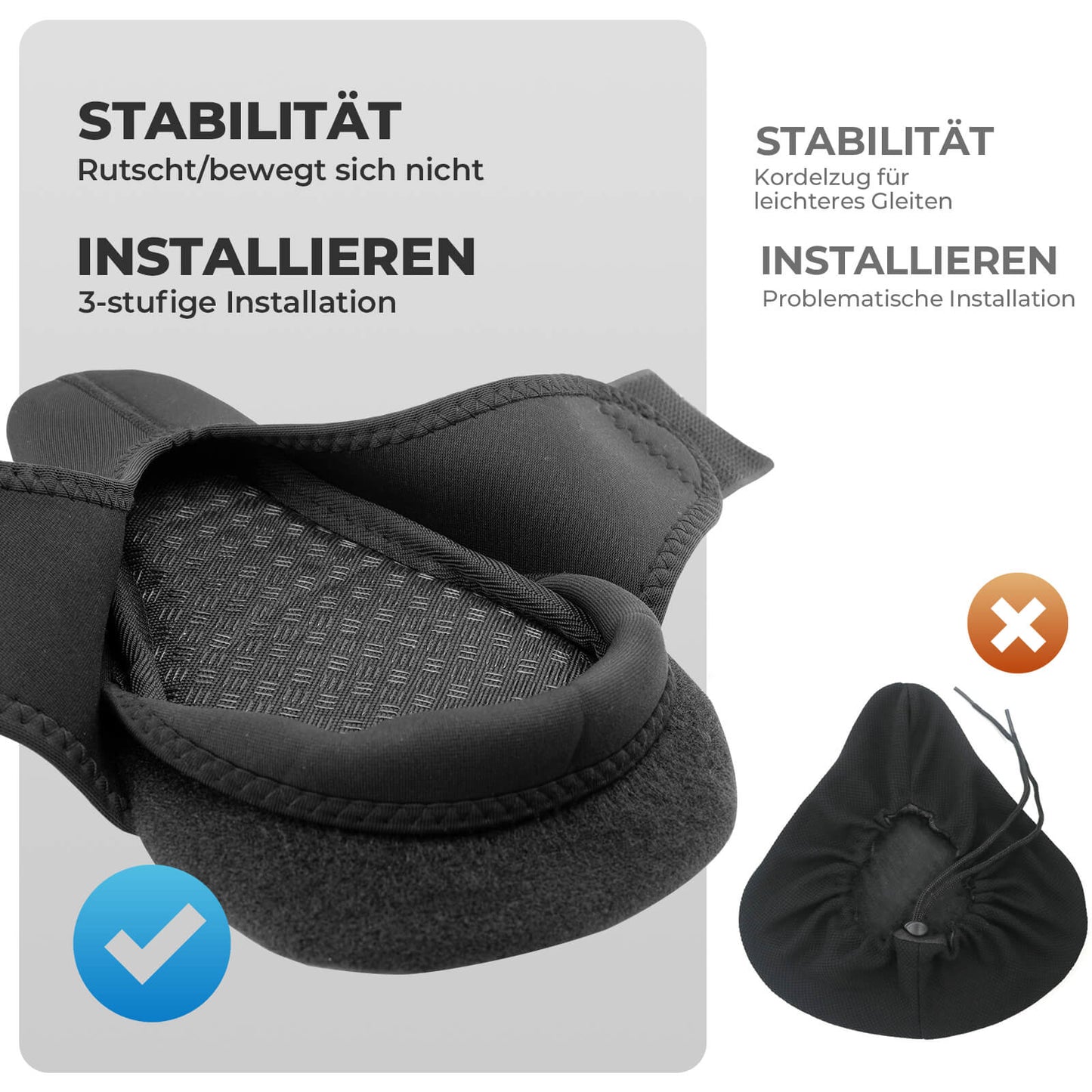 Uppblásanlegur hnakkhulstur fyrir hjól með áklæði