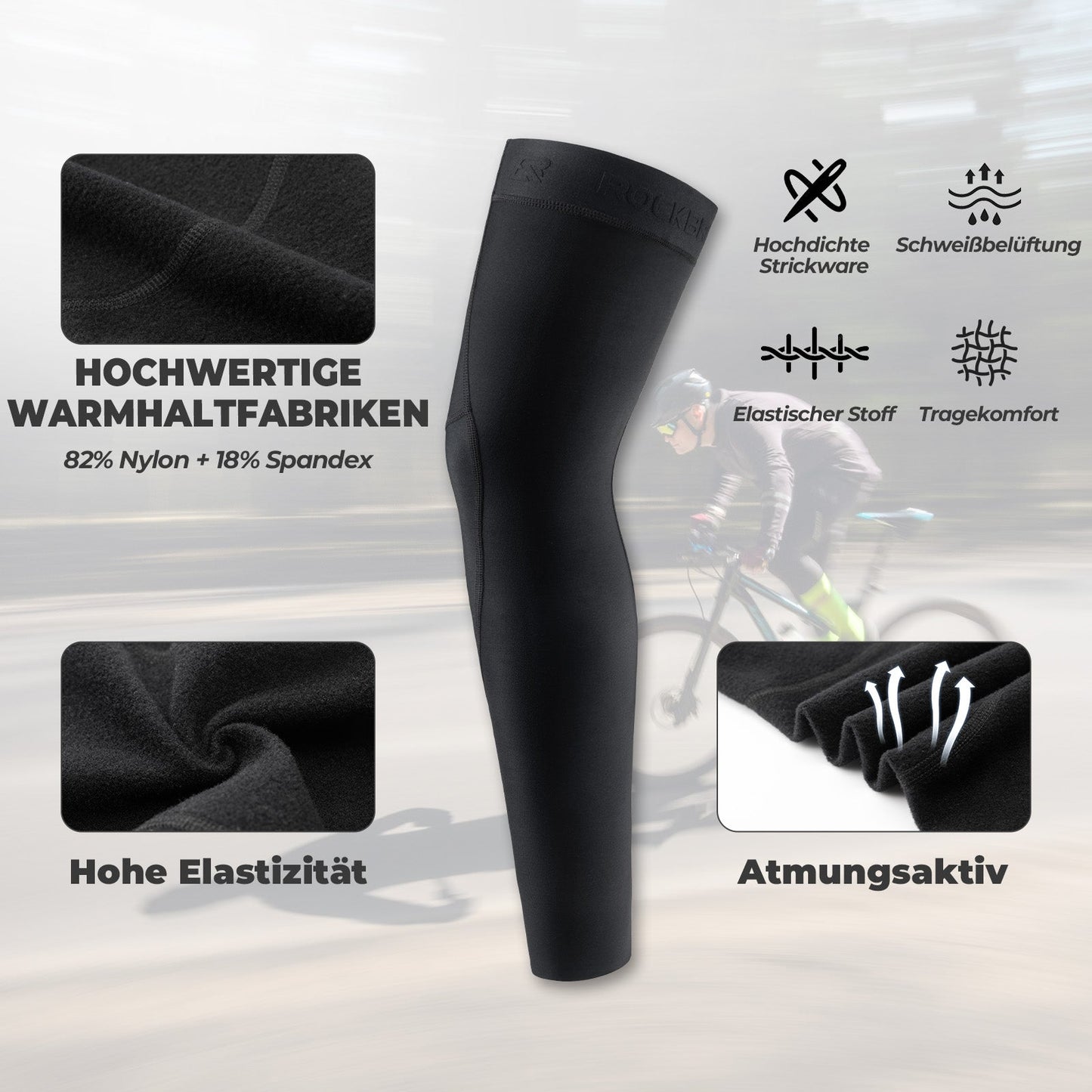 ROCKBROS Cycling Leg Warmers Non-Slip Winter Knee Pads Men Women