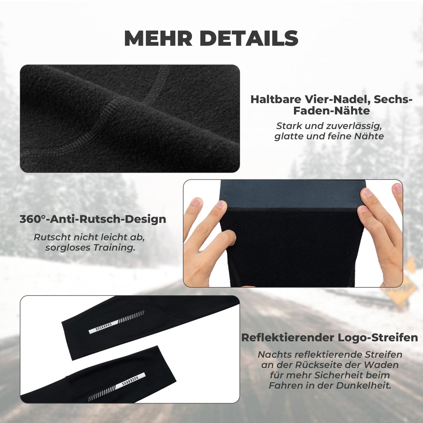 ROCKBROS Cycling Leg Warmers Non-Slip Winter Knee Pads Men Women