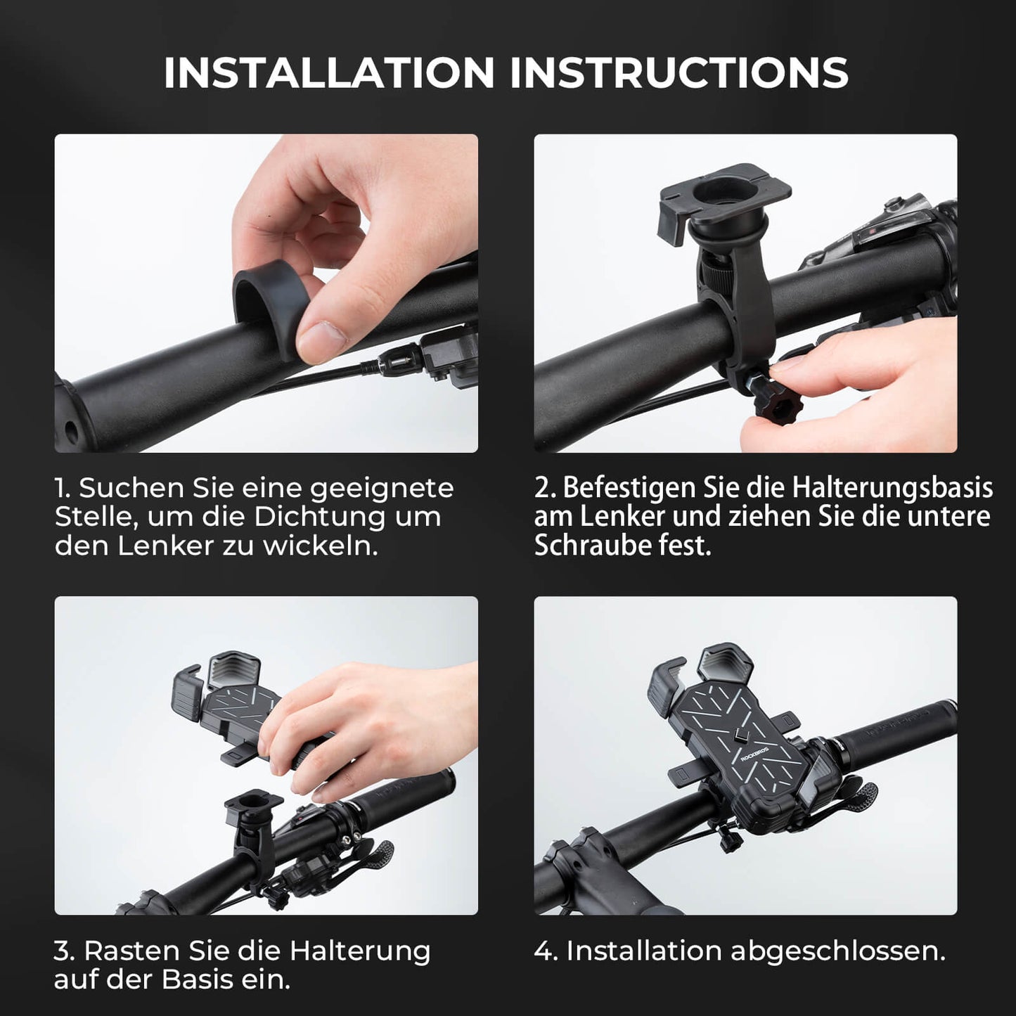 Bicycle phone mount, 360° rotatable, for 4.5-7.2 inch phones