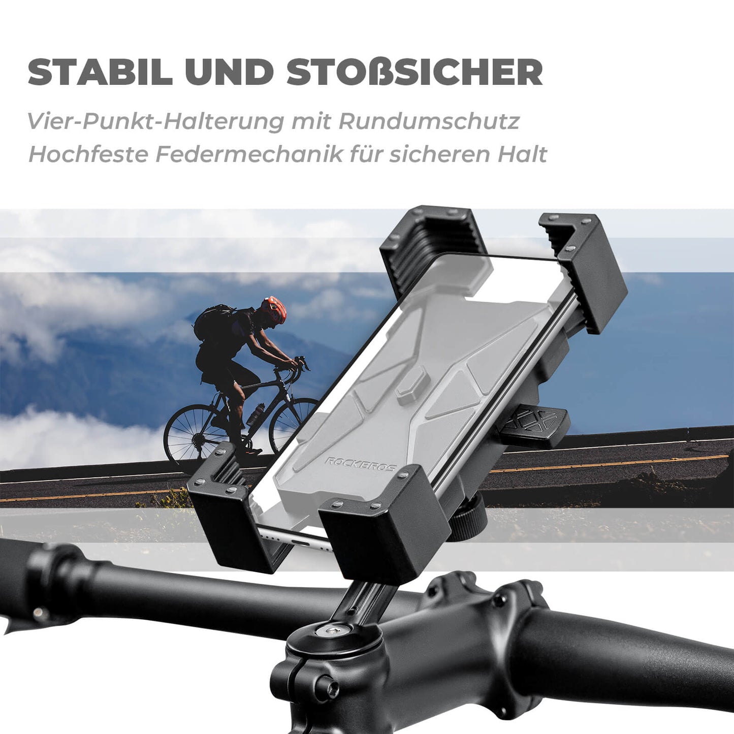Bicycle phone mount, 360° rotatable, for phones 4.5~7.2"
