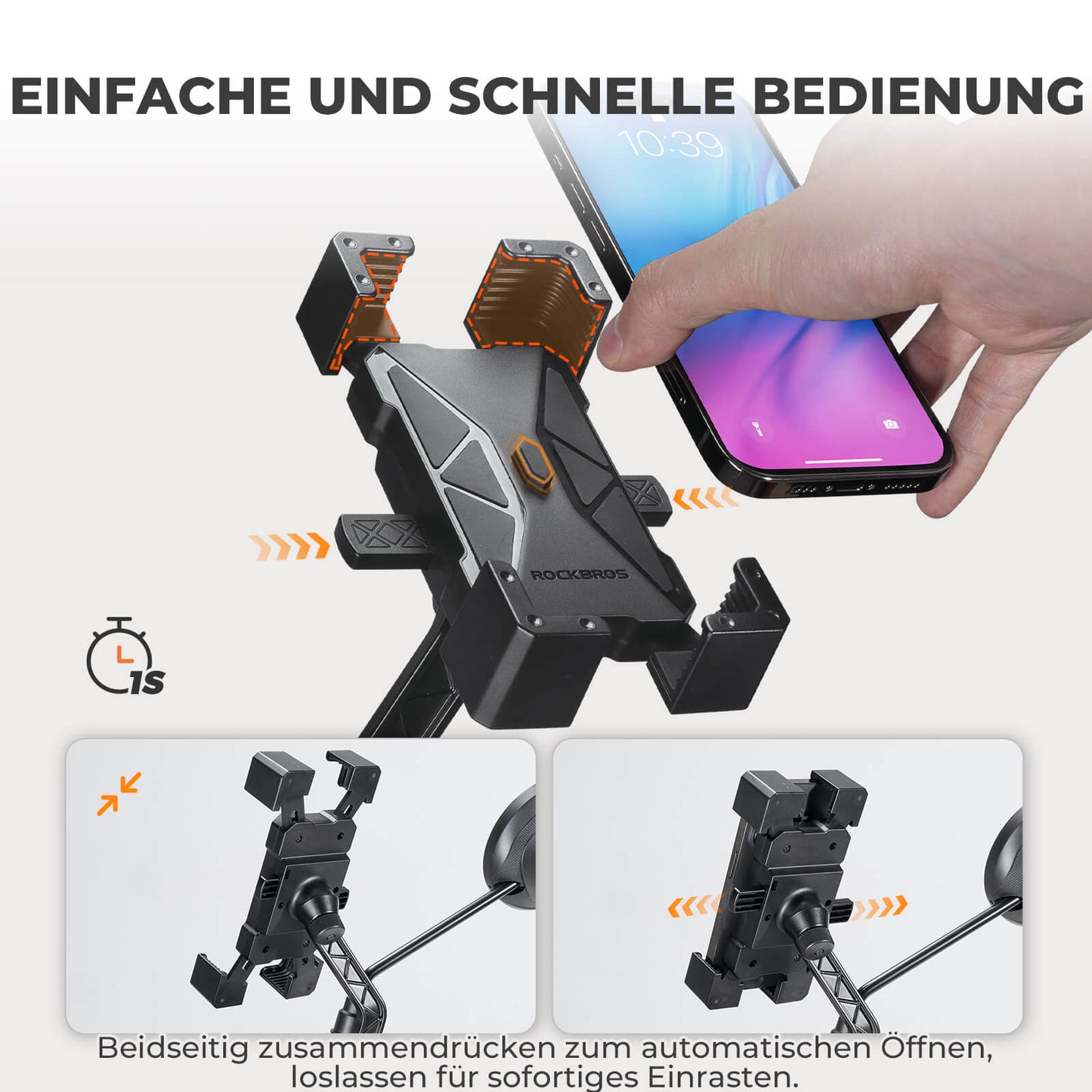 Bicycle phone mount, 360° rotatable, for phones 4.5~7.2"