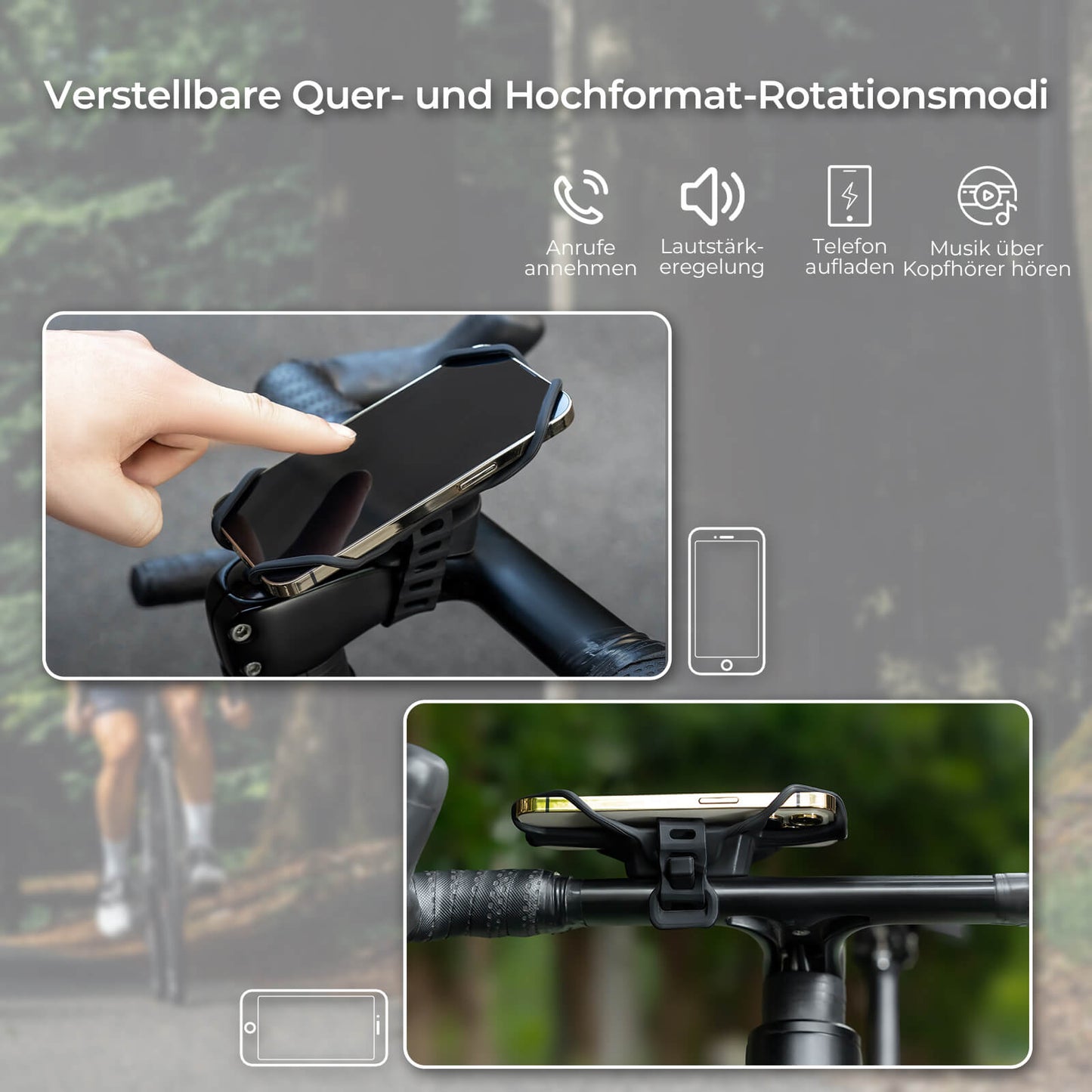 Bicycle Phone Mount, Shock-Absorbing, Scratch-Resistant for 4"-7" Phones