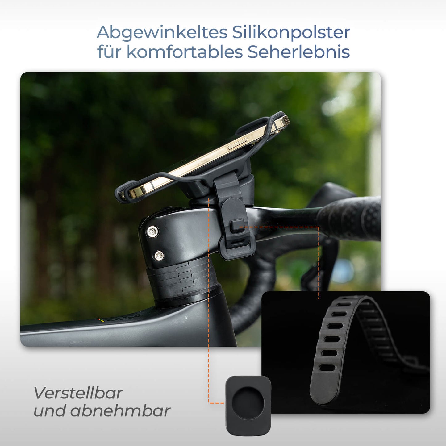 Bicycle Phone Mount, Shock-Absorbing, Scratch-Resistant for 4"-7" Phones