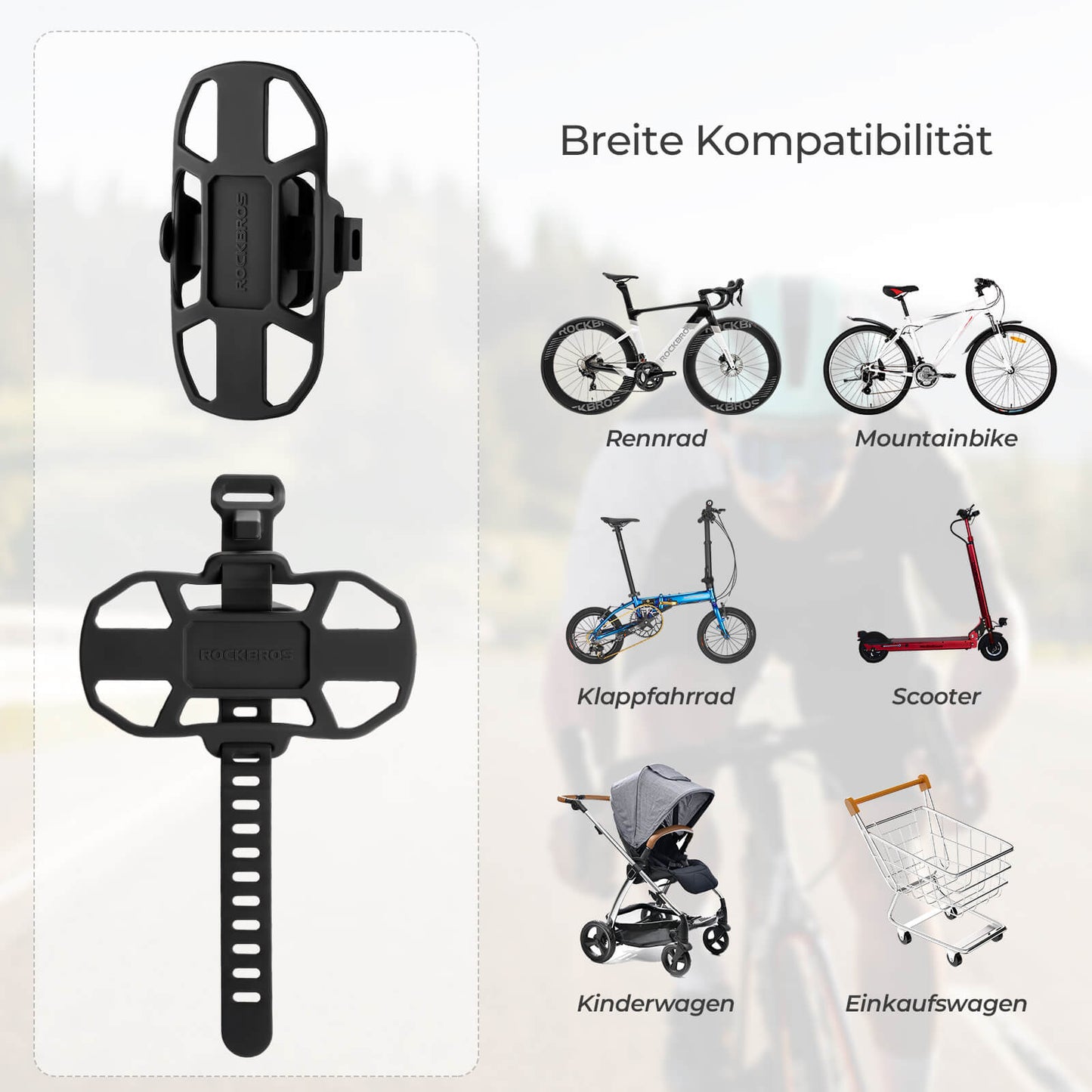 Bicycle Phone Mount, Shock-Absorbing, Scratch-Resistant for 4"-7" Phones