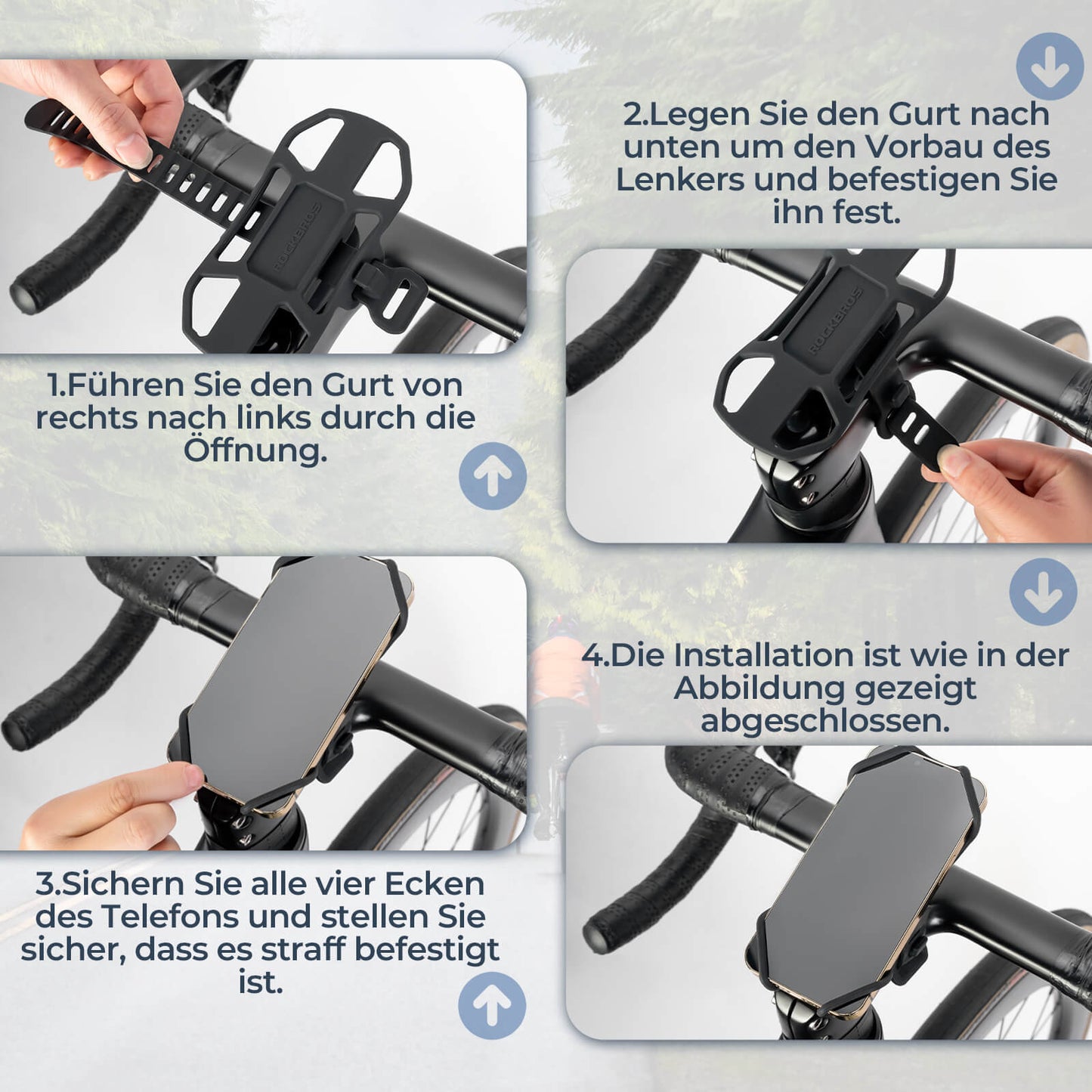 Bicycle Phone Mount, Shock-Absorbing, Scratch-Resistant for 4"-7" Phones