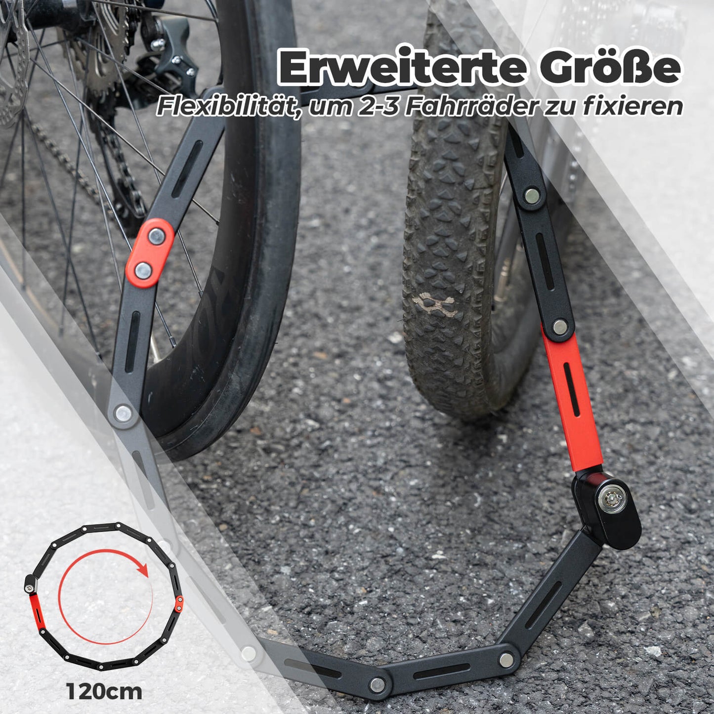 ROCKBROS samanbrjótanlegur reiðhjólalás, öflug þjófavörn með tveimur lyklum