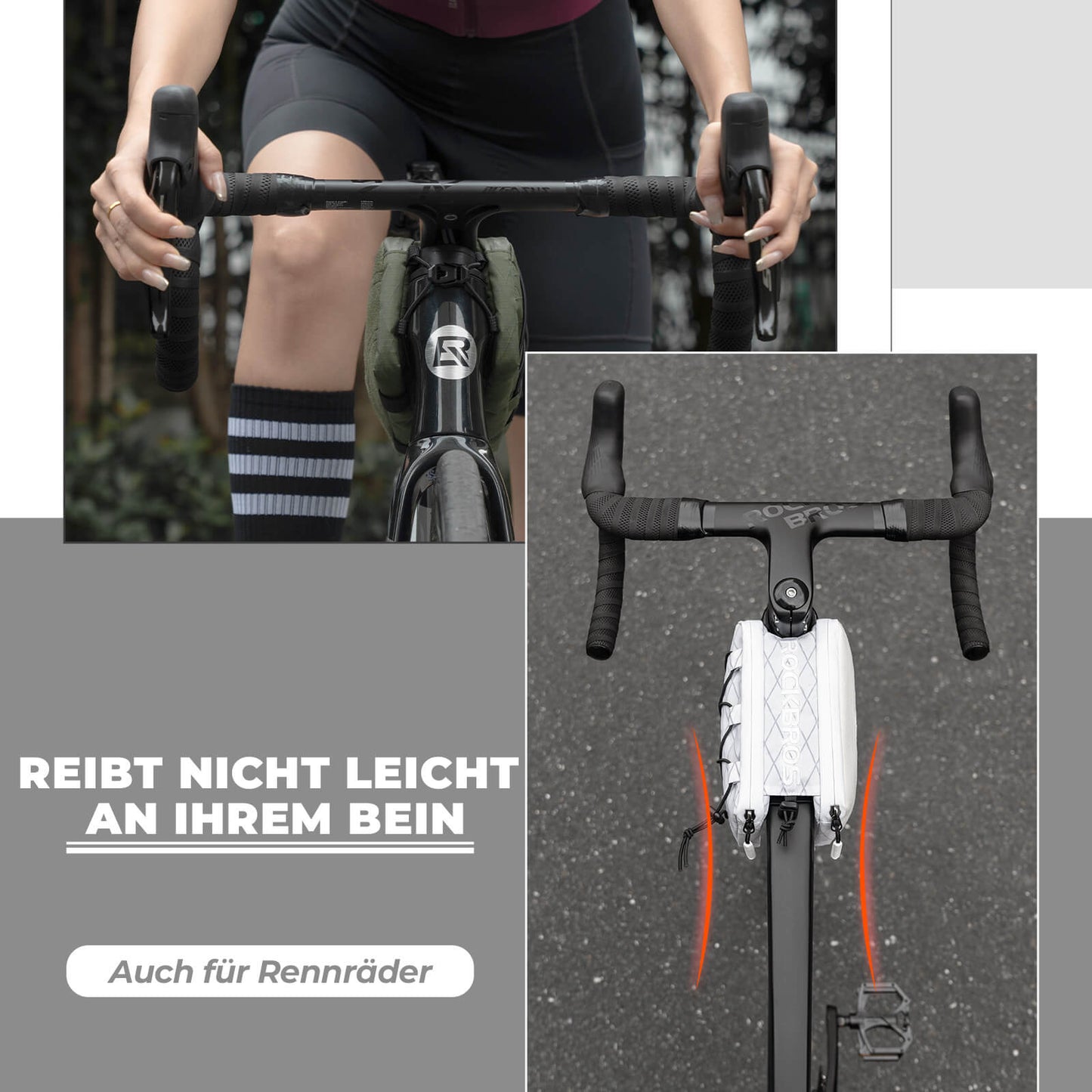 Taska fyrir efri rör, rammataska með axlaról 