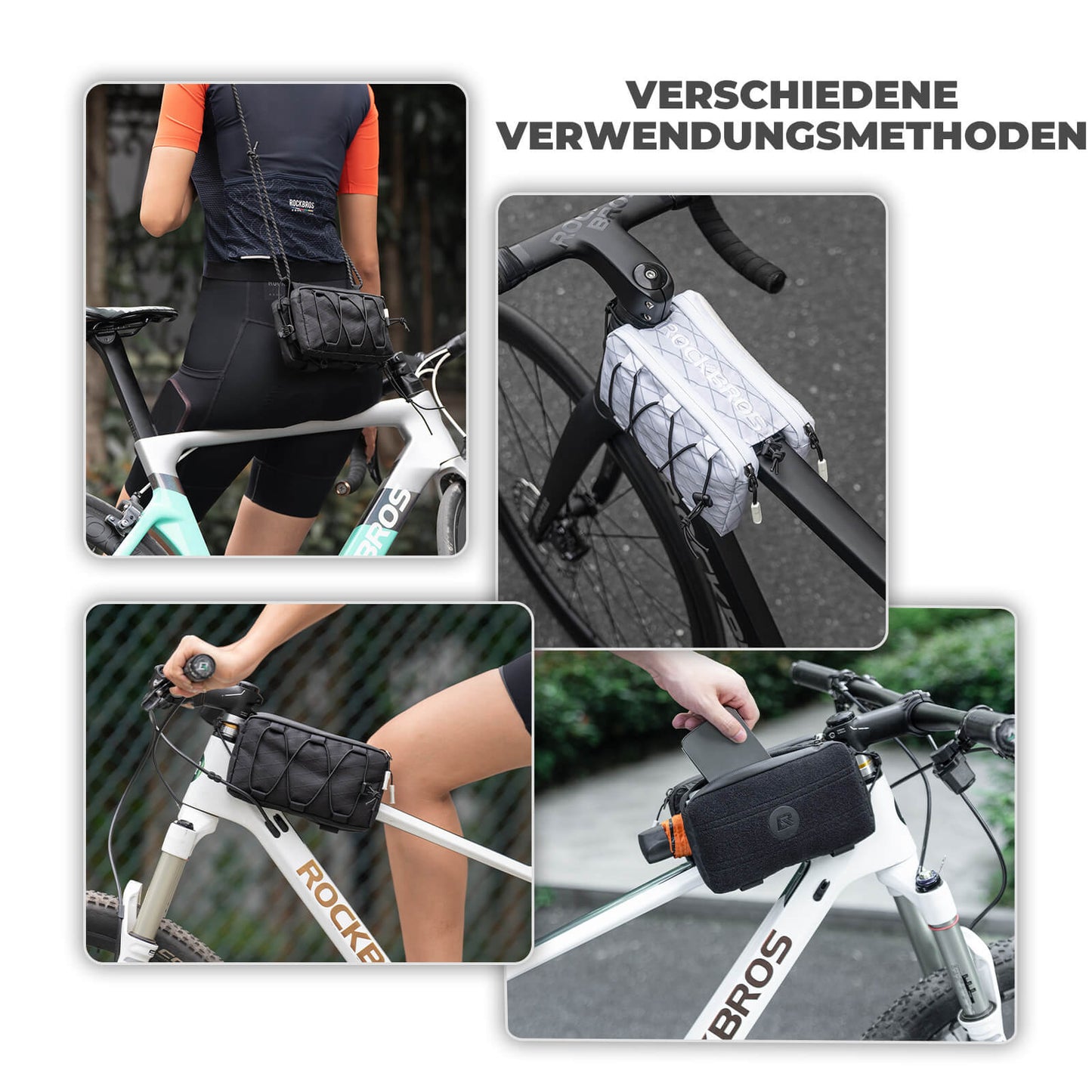 Taska fyrir efri rör, rammataska með axlaról 