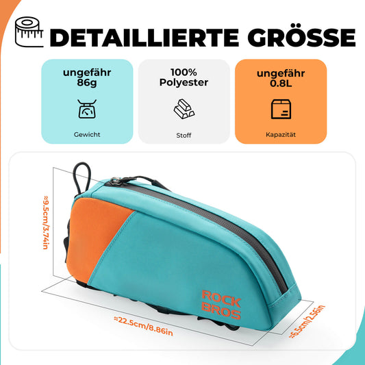ROCKBROS Bicycle Top Tube Bag Quick Release Buckle &amp; Bungee Cord Fixation 0.8L