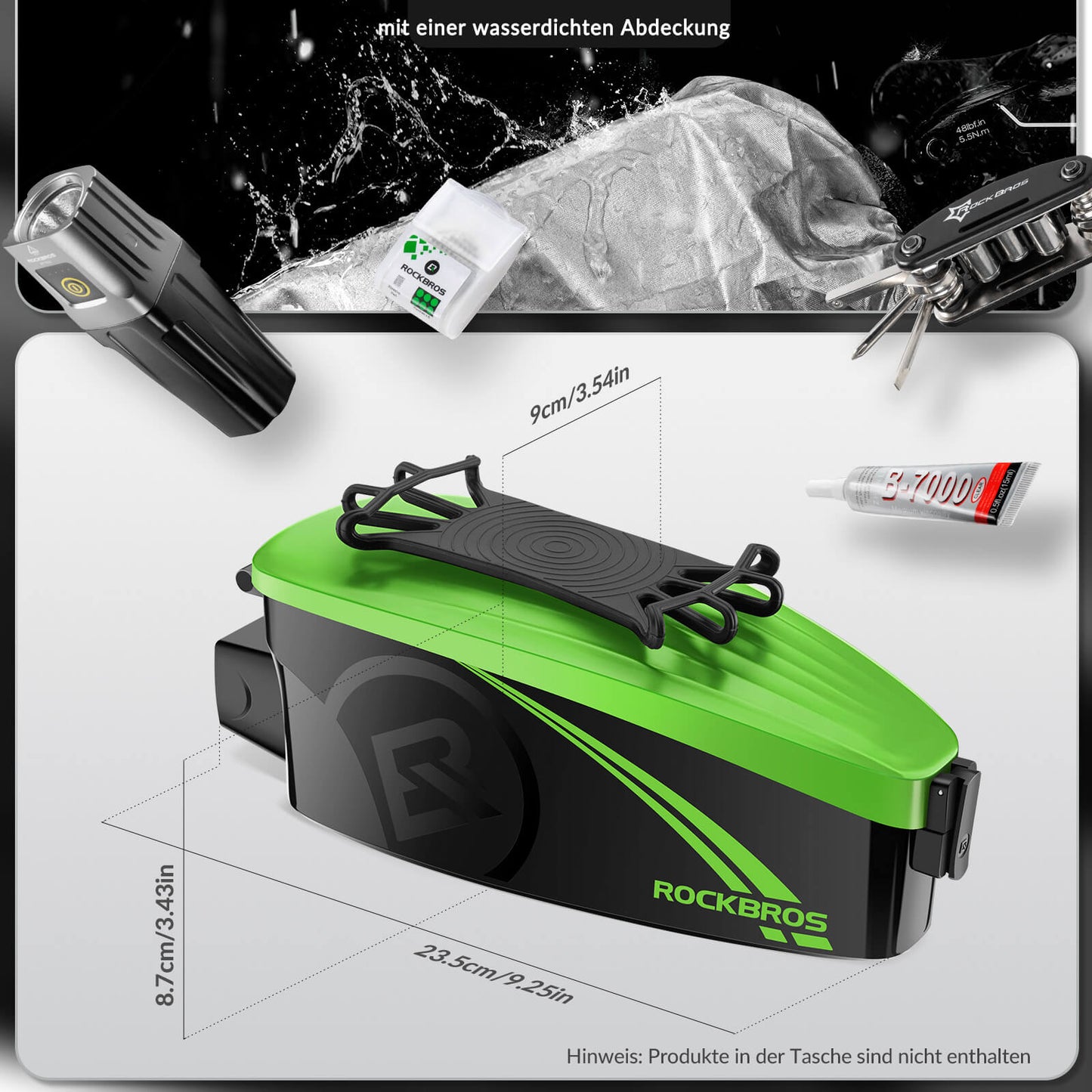 ROCKBROS hjólagrindartaska, efri rörtaska með regnhlíf