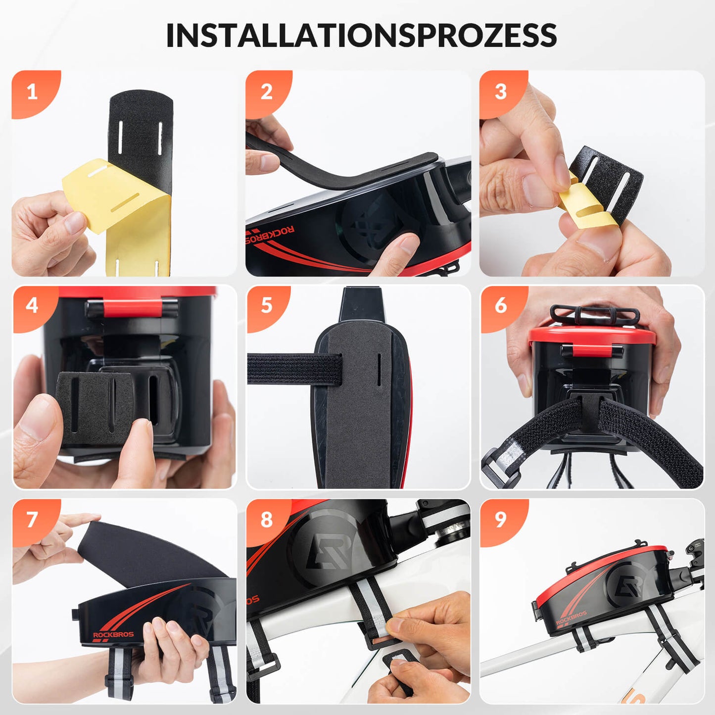 ROCKBROS hjólagrindartaska, efri rörtaska með regnhlíf