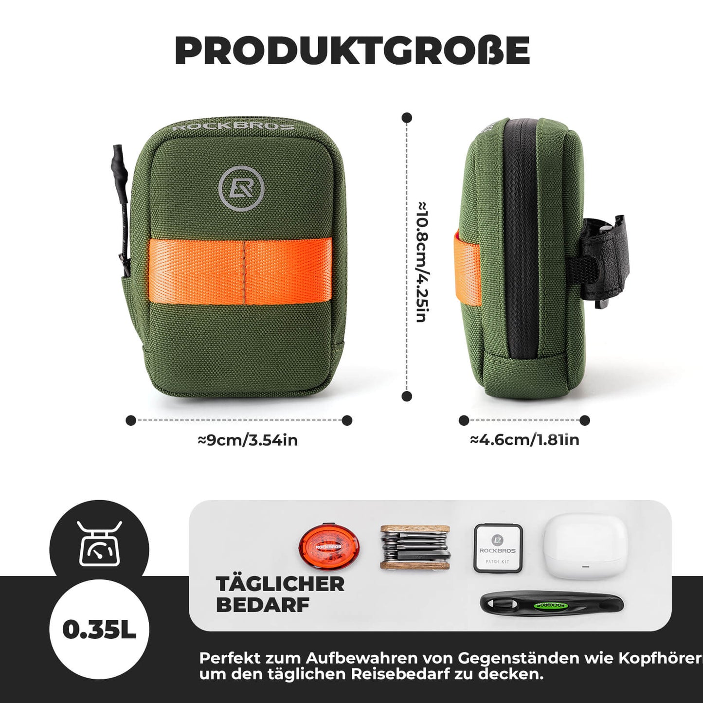 ROCKBROS reiðhjólasadlataska, límlaus geymslutaska fyrir götuhjól, fjallahjól