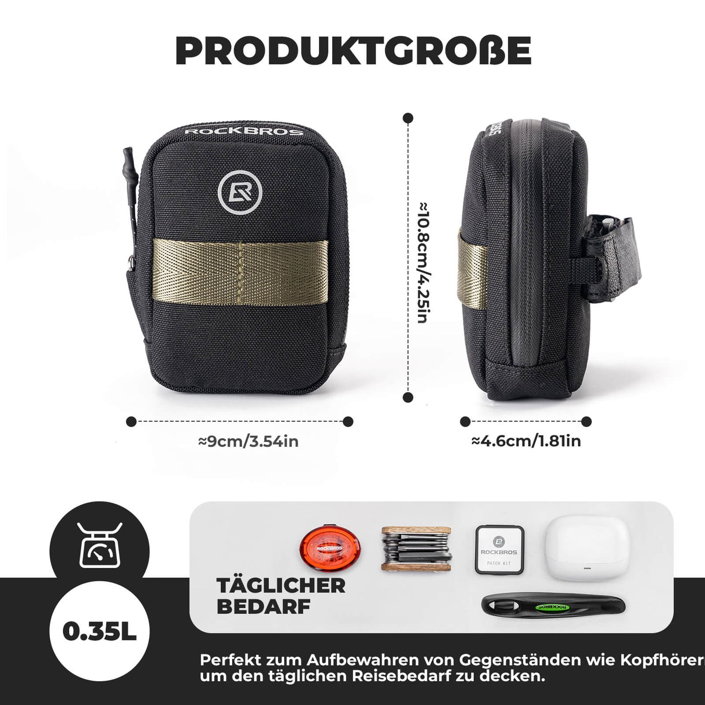 ROCKBROS reiðhjólasadlataska, límlaus geymslutaska fyrir götuhjól, fjallahjól