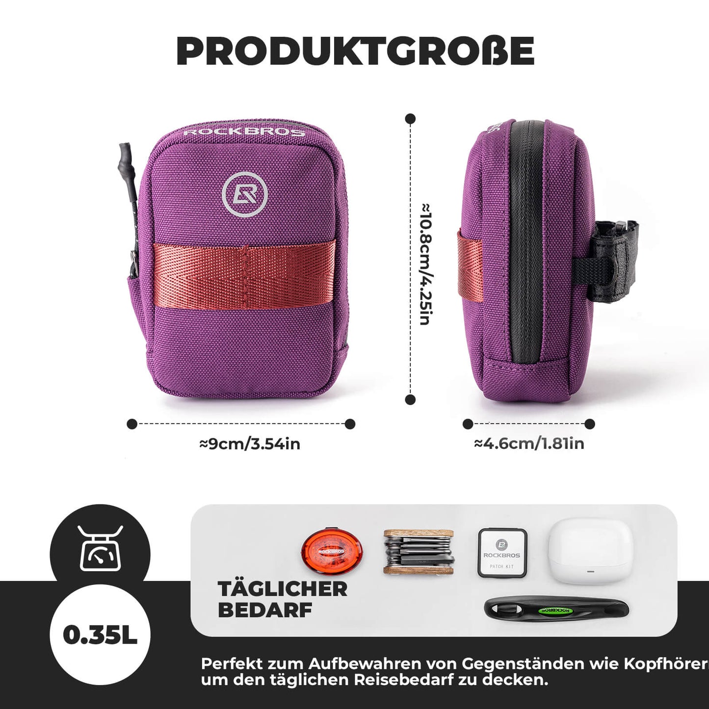 ROCKBROS reiðhjólasadlataska, límlaus geymslutaska fyrir götuhjól, fjallahjól