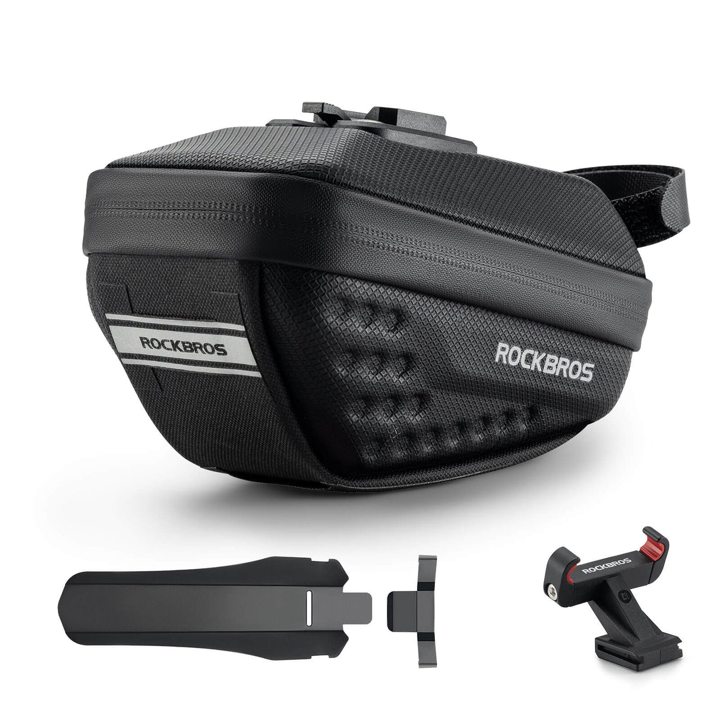 ROCKBROS Bicycle Saddle Bag with Mudguard, Water-Repellent, 1.3L/0.8L