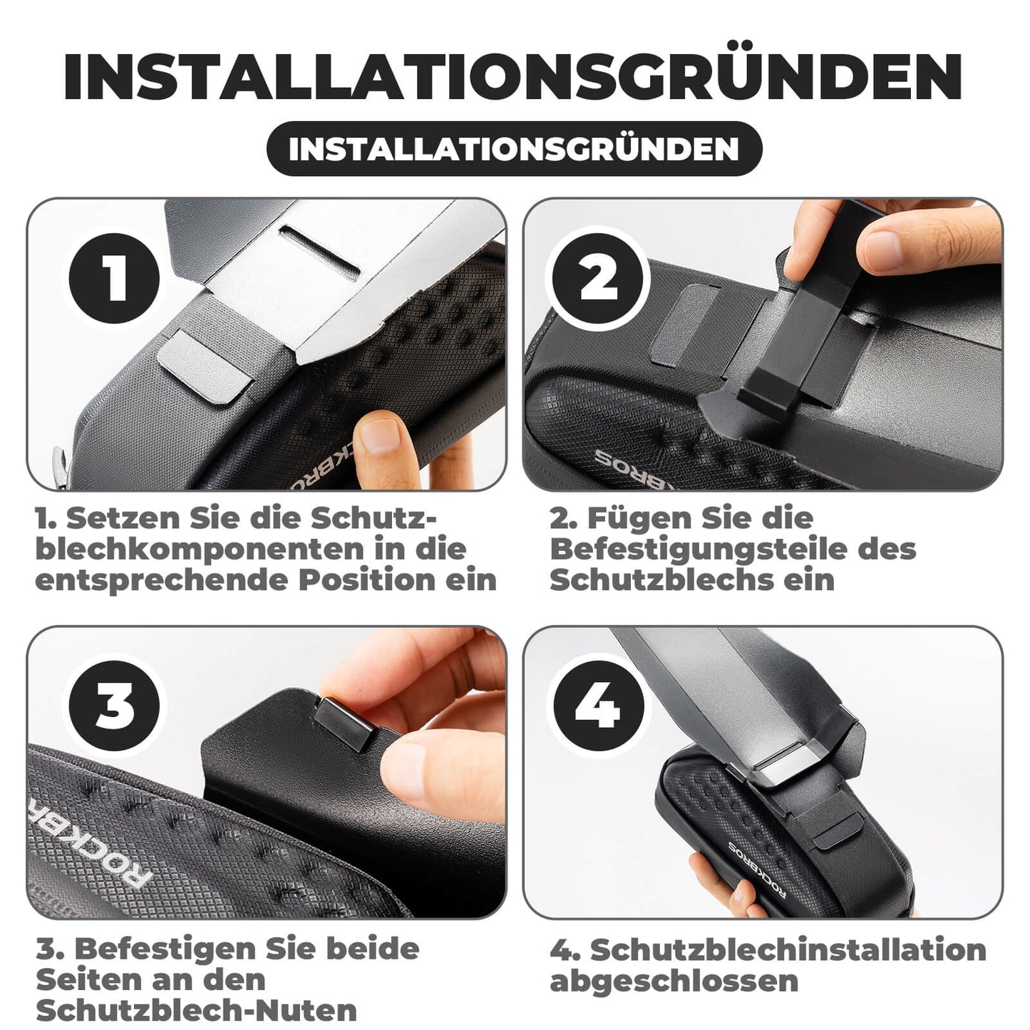 ROCKBROS Bicycle Saddle Bag with Mudguard, Water-Repellent, 1.3L/0.8L