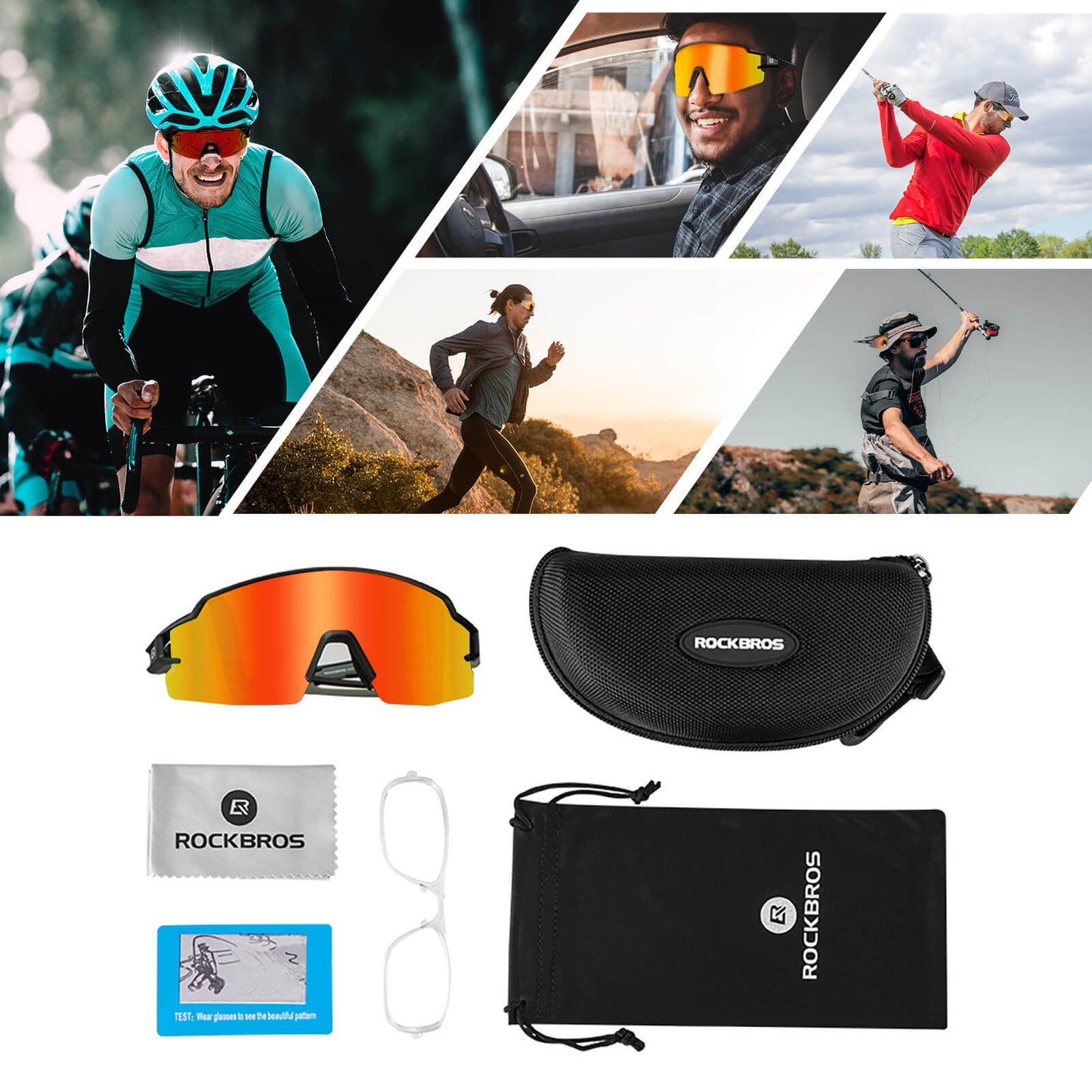 Ljóslitþolin hjólagleraugu með UV400 vörn