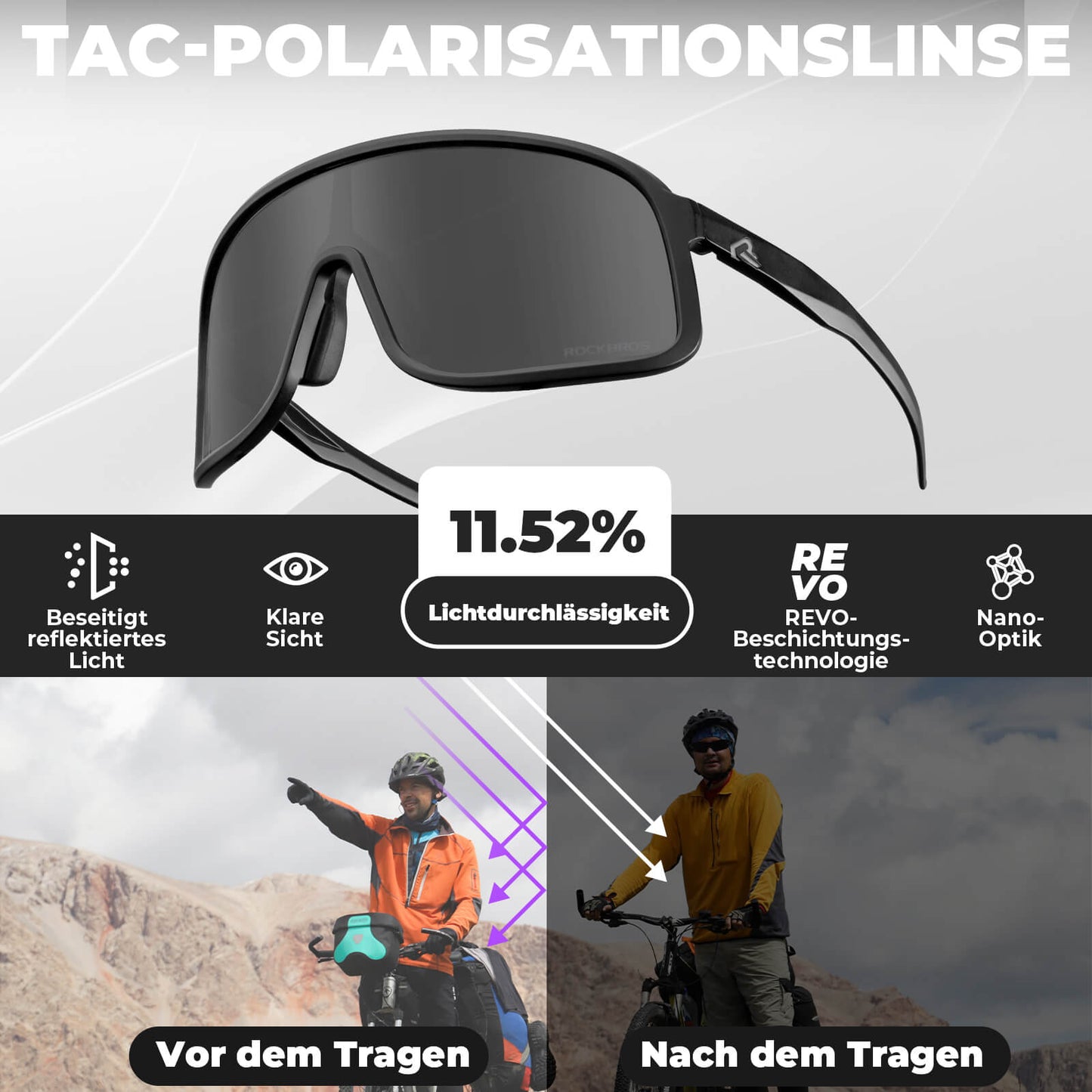 Polarized cycling sunglasses with UV400 protection – SHOWDOW series