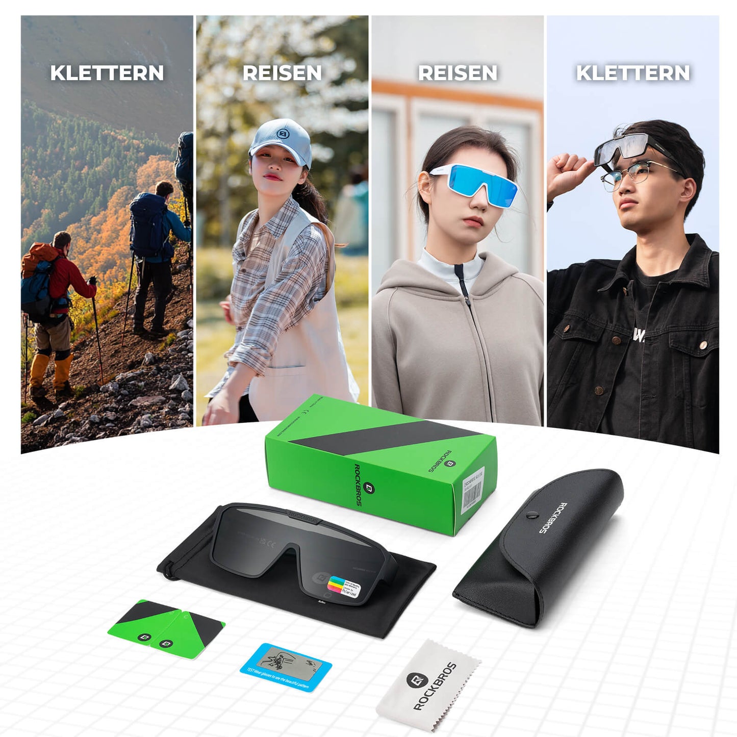 ROCKBROS skautuð hjólagleraugu, útivistarsólgleraugu, yfirgleraugu fyrir fjallahjól og götuhjól