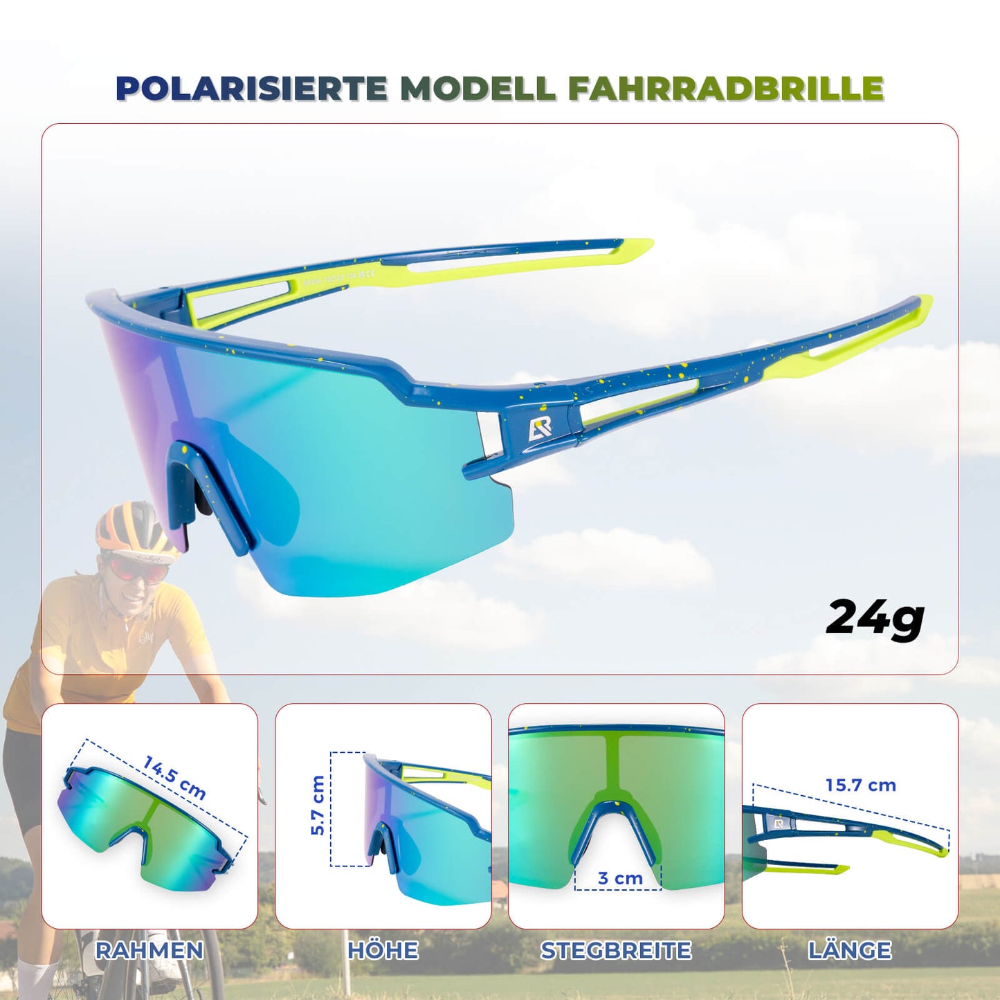 ROCKBROS Polarized Cycling Glasses, Sports Glasses, Windproof Sunglasses, UV400 Protection