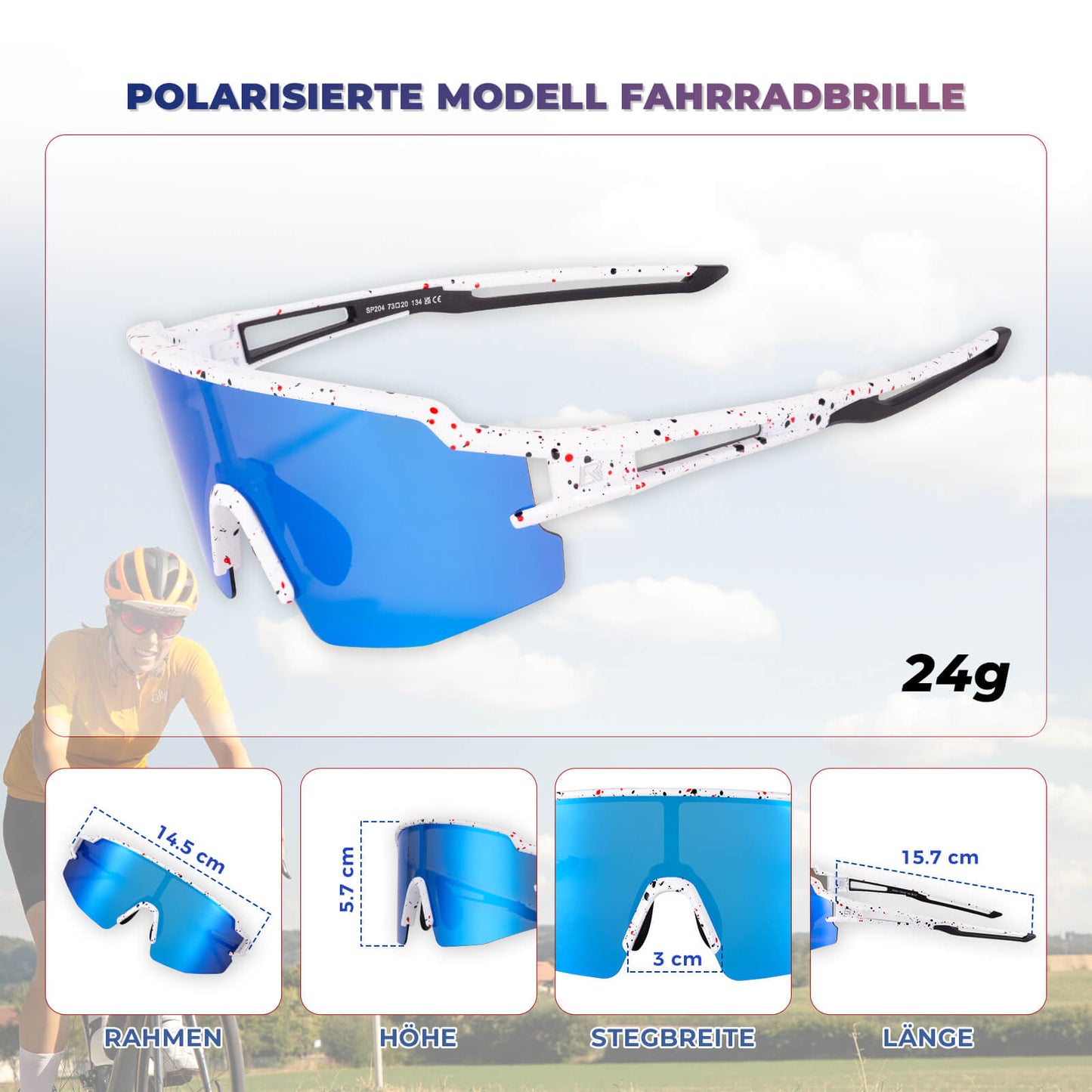 ROCKBROS Polarized Cycling Glasses, Sports Glasses, Windproof Sunglasses, UV400 Protection