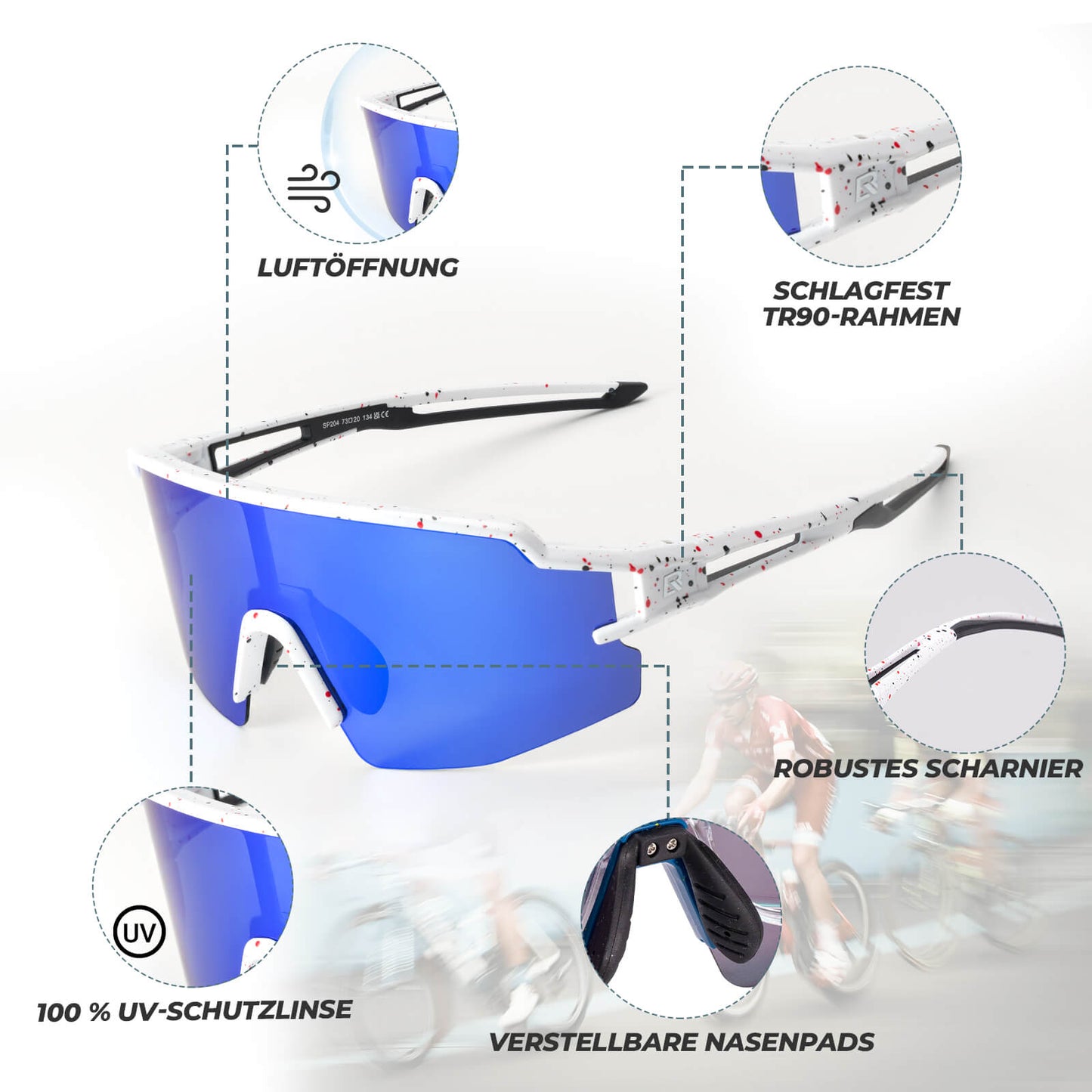 ROCKBROS Polarized Cycling Glasses, Sports Glasses, Windproof Sunglasses, UV400 Protection
