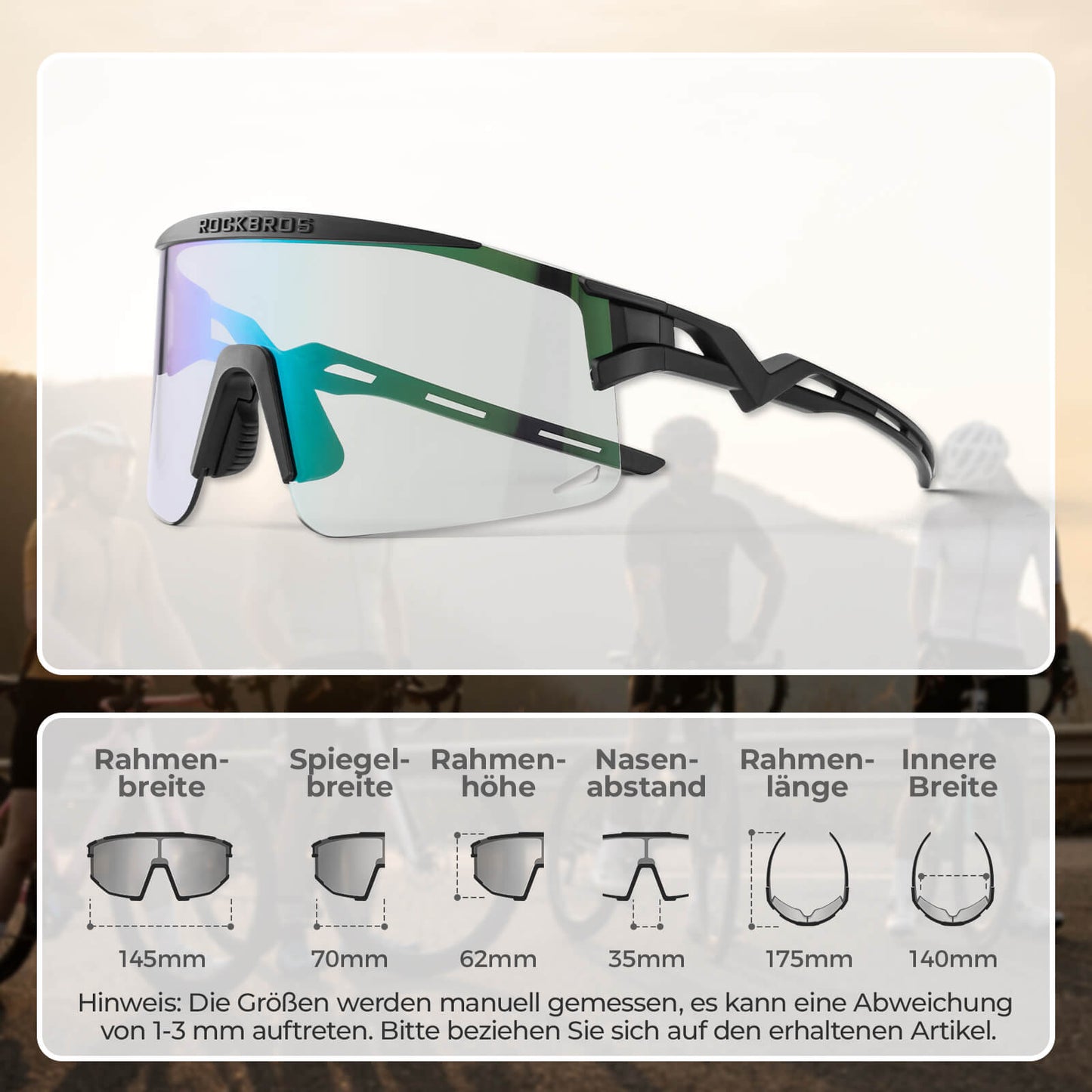ROCKBROS Cycling Glasses, Self-Tinting/Polarized, Anti-Fog, Windproof, UV Protection