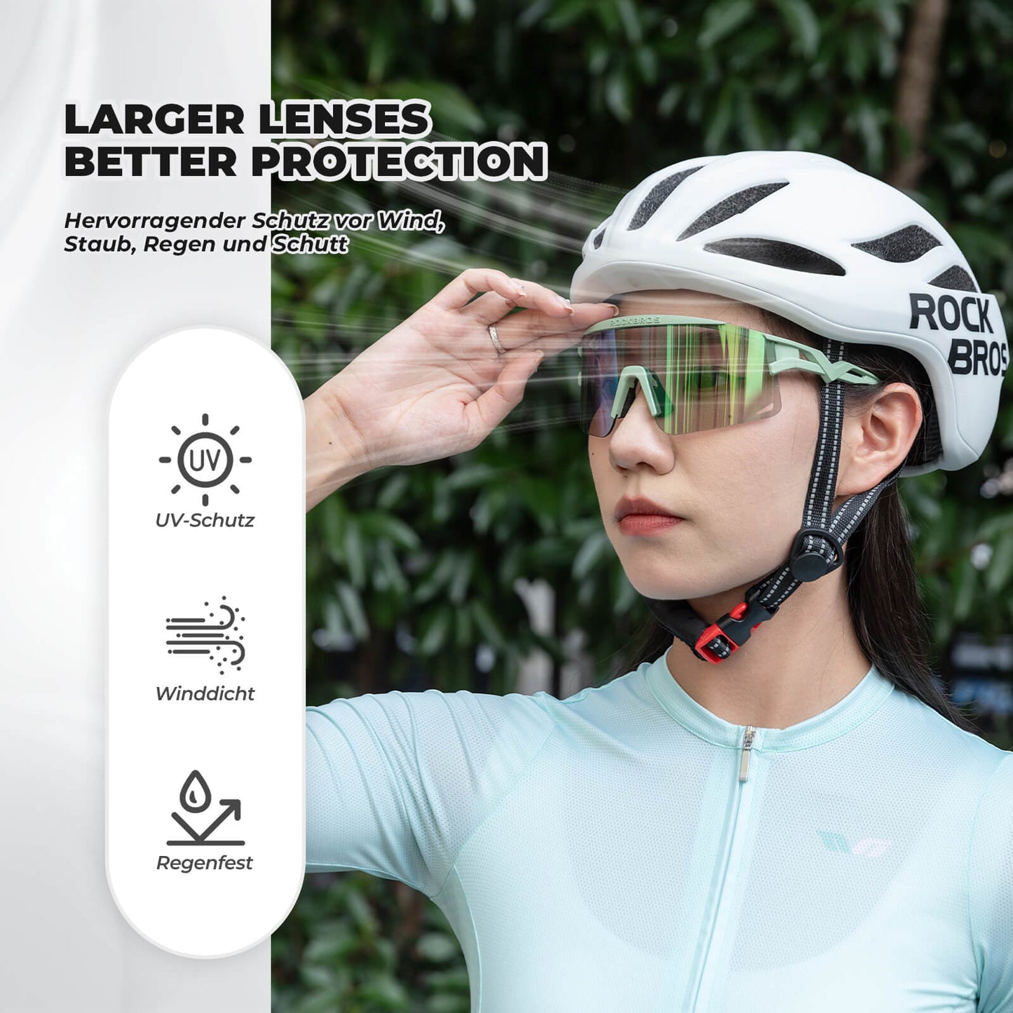 ROCKBROS Cycling Glasses, Self-Tinting/Polarized, Anti-Fog, Windproof, UV Protection