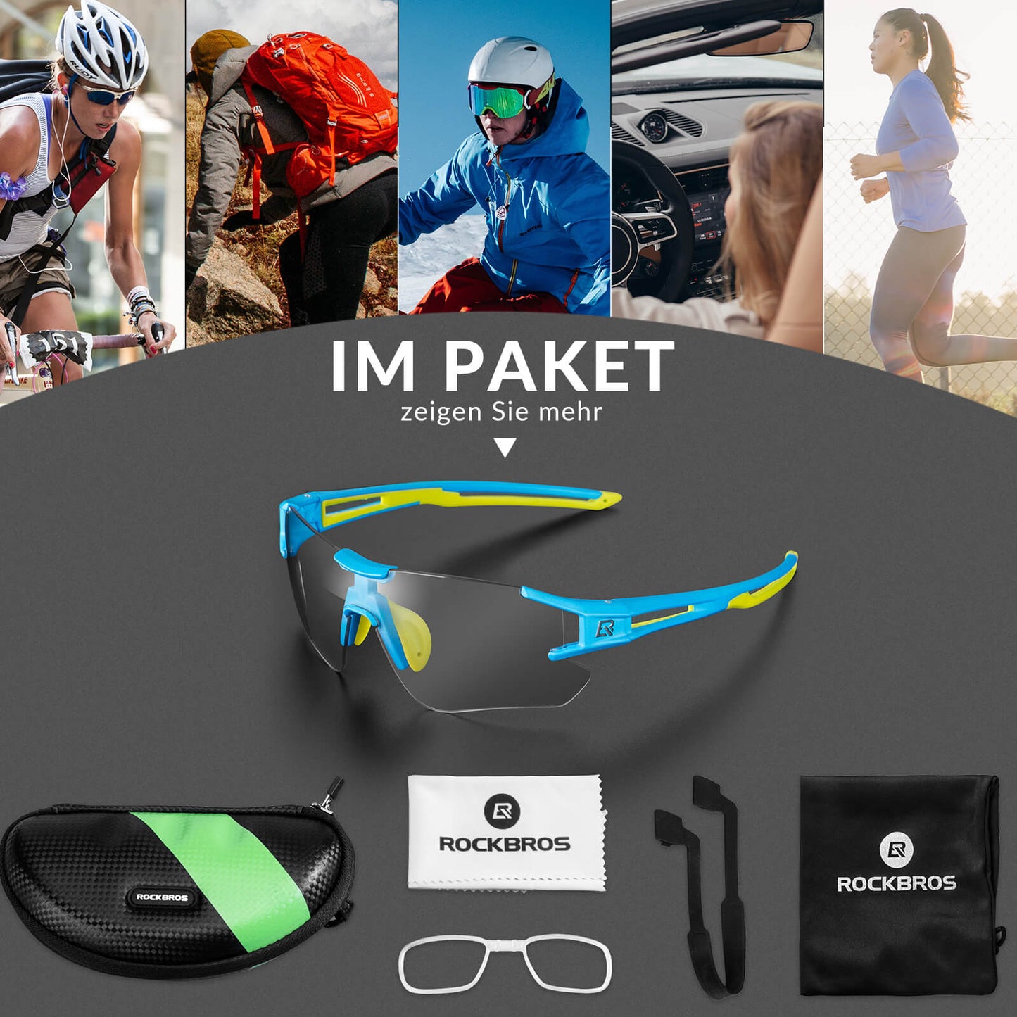 ROCKBROS Photochromic Cycling Glasses for Men &amp; Women with UV400 Protection