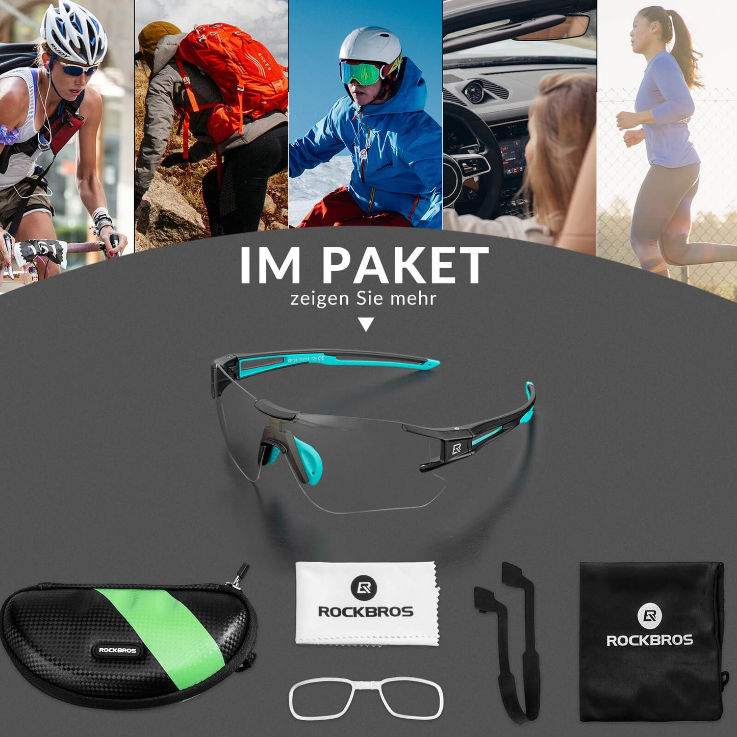 ROCKBROS Photochromic Cycling Glasses for Men &amp; Women with UV400 Protection