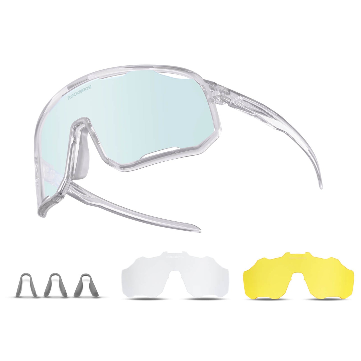 ROCKBROS Fahrradbrille Selbsttönende Sonnenbrille UV-Schutz Wechsel-Nasenpads Damen/Herren