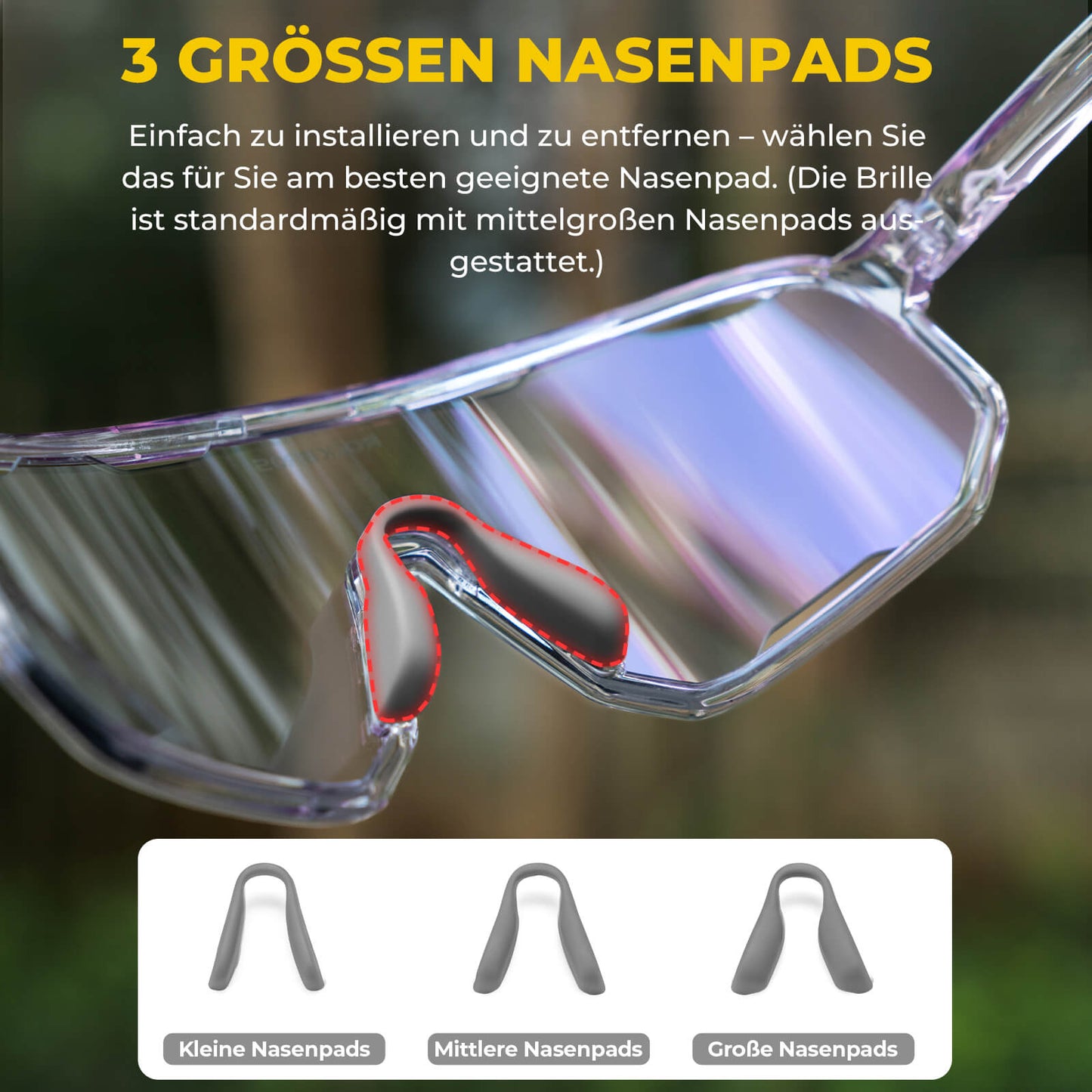 ROCKBROS Fahrradbrille Selbsttönende Sonnenbrille UV-Schutz Wechsel-Nasenpads Damen/Herren