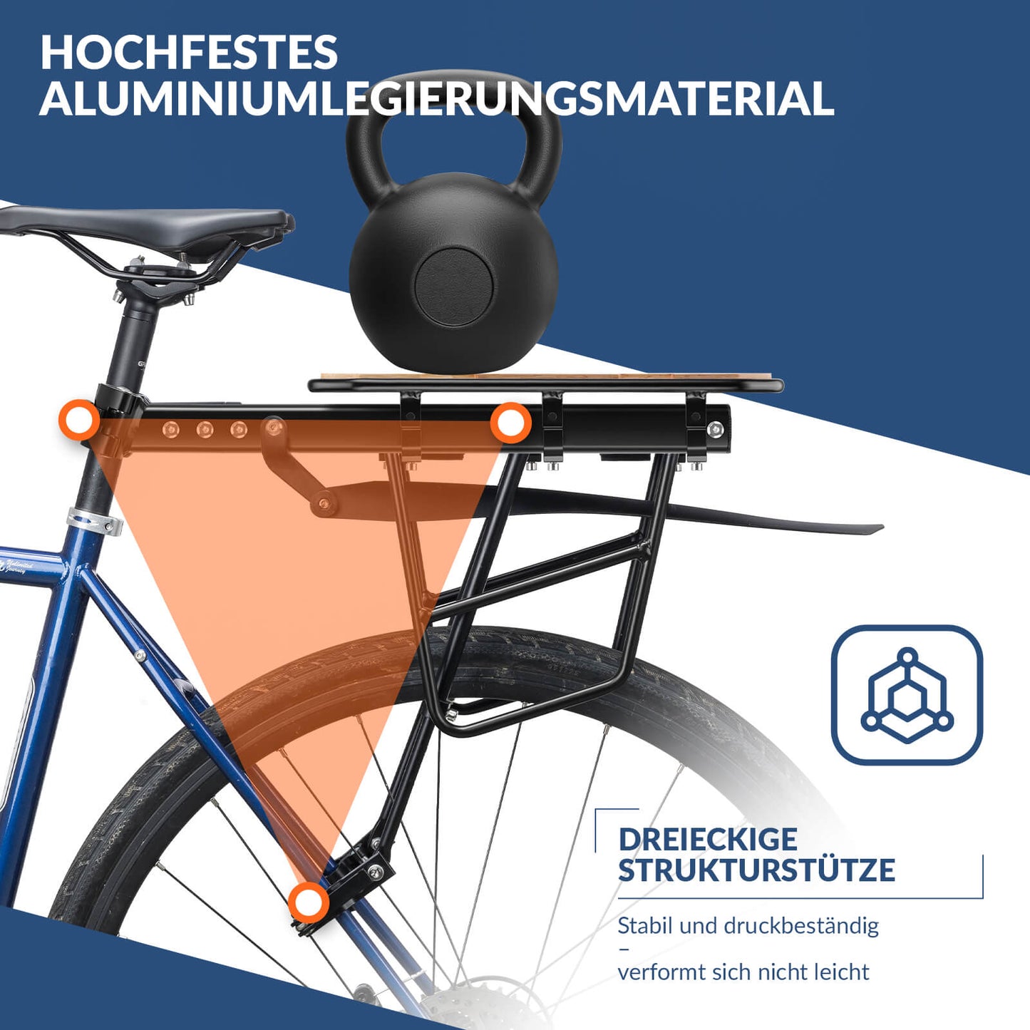 Bicycle luggage carrier with mudguard, mounting without drilling, 26-29 inch