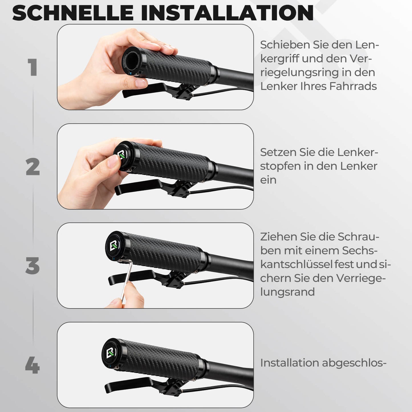 ROCKBROS Bicycle Grips Carbon Pattern Handlebar Grips Non-Slip 22.2mm