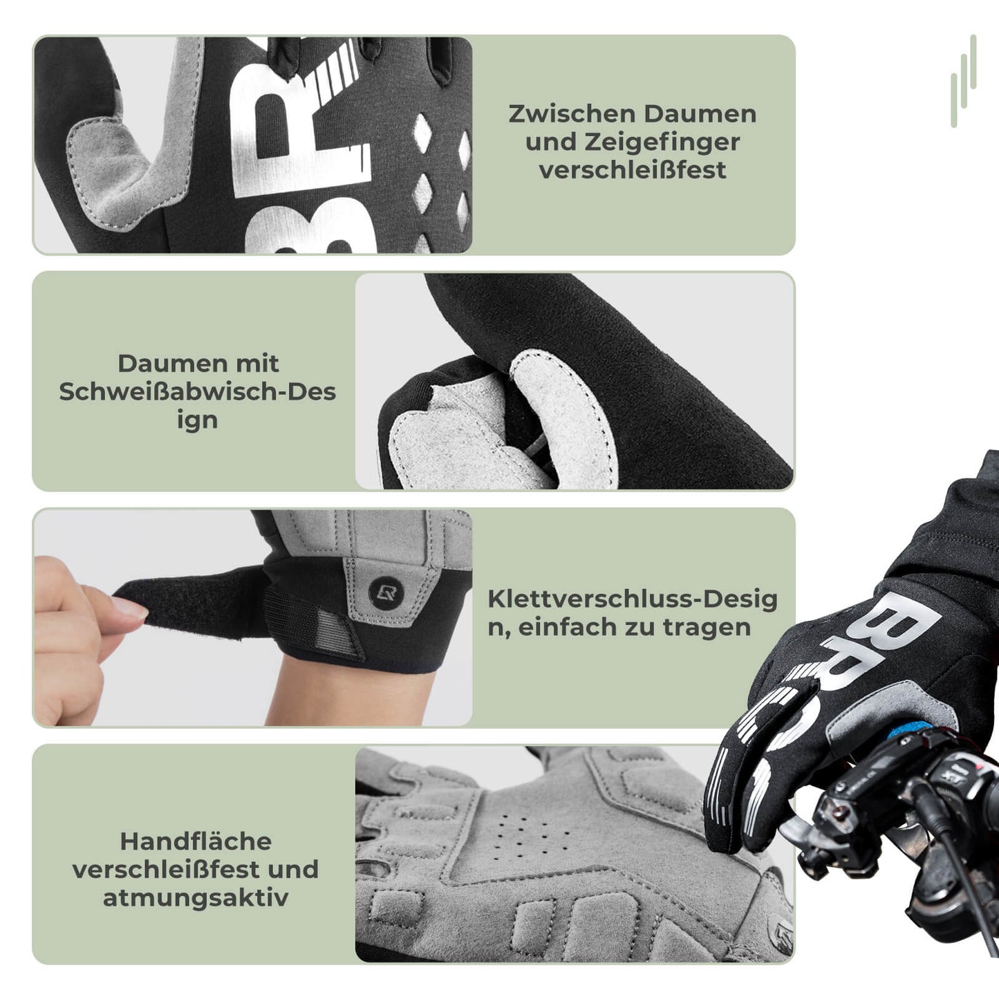ROCKBROS Vollfinger Handschuhe Fahrradhandschuhe mit Touchscreenfunktion