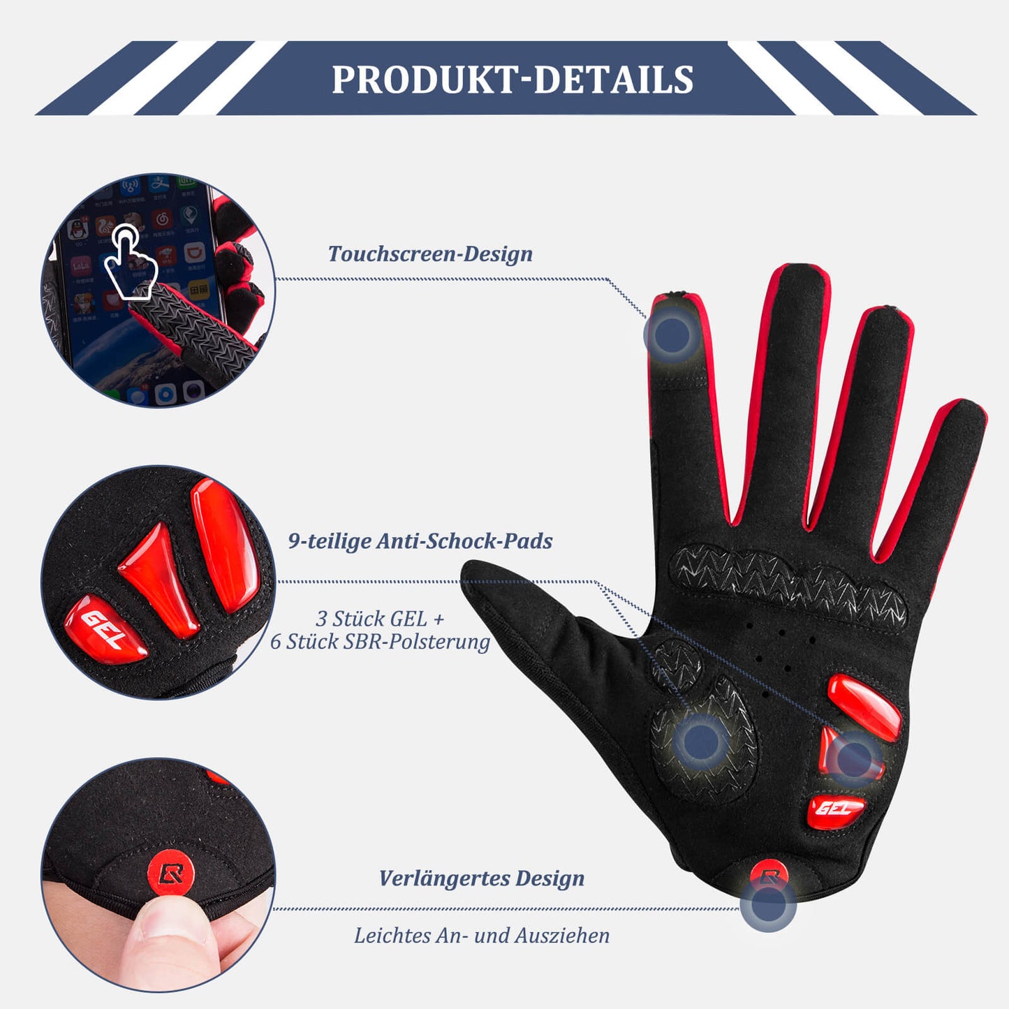 ROCKBROS Windproof Cycling Gloves Touchscreen
