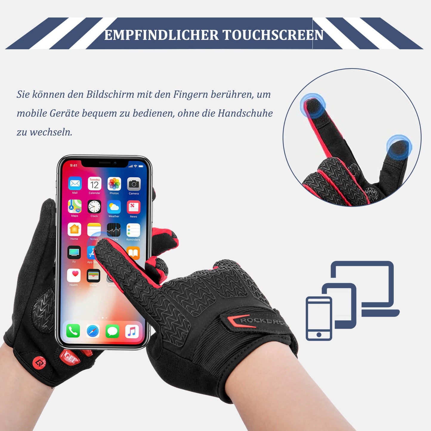 ROCKBROS Windproof Cycling Gloves Touchscreen