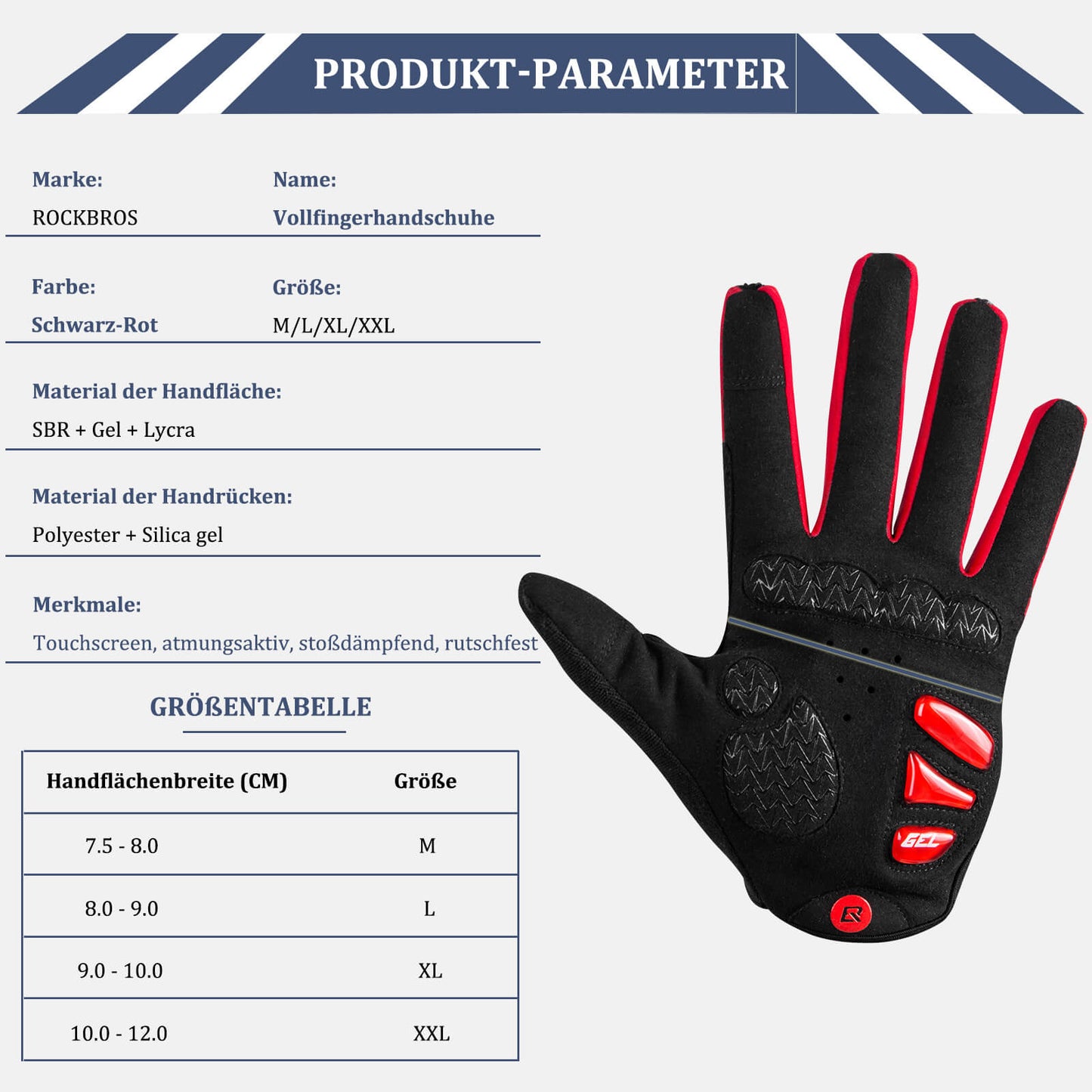 ROCKBROS Windproof Cycling Gloves Touchscreen