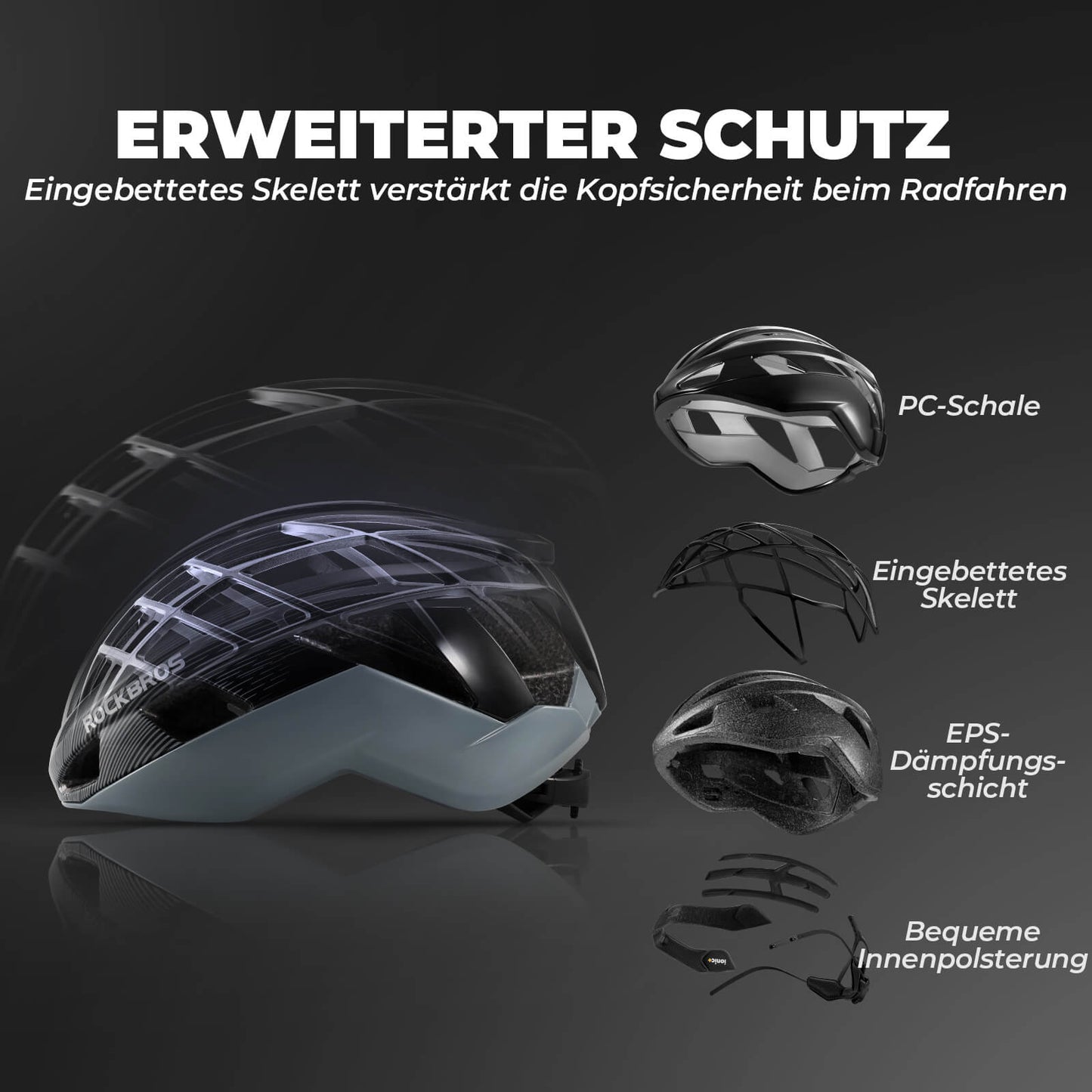 Integrierter Fahrradhelm Stoßfest Verstellbar
