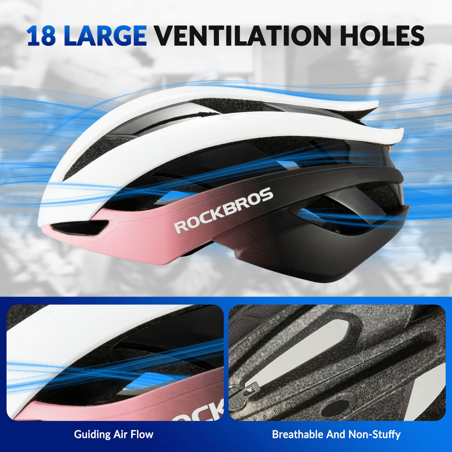 ROCKBROS Bicycle Helmet Road Bike Helmet Adjustable Ventilation Women's/Men's